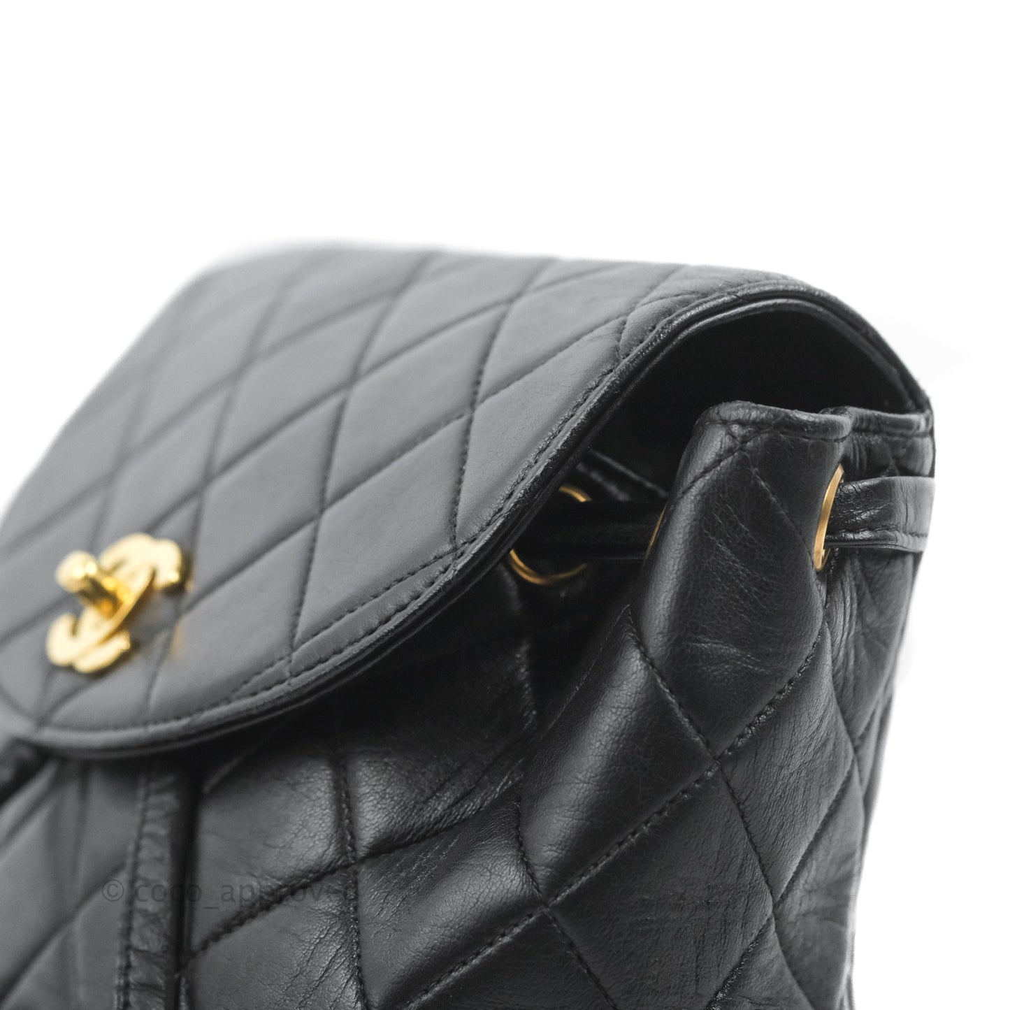 Chanel Vintage CC Duma Backpack Black Lambskin 24K Gold Hardware