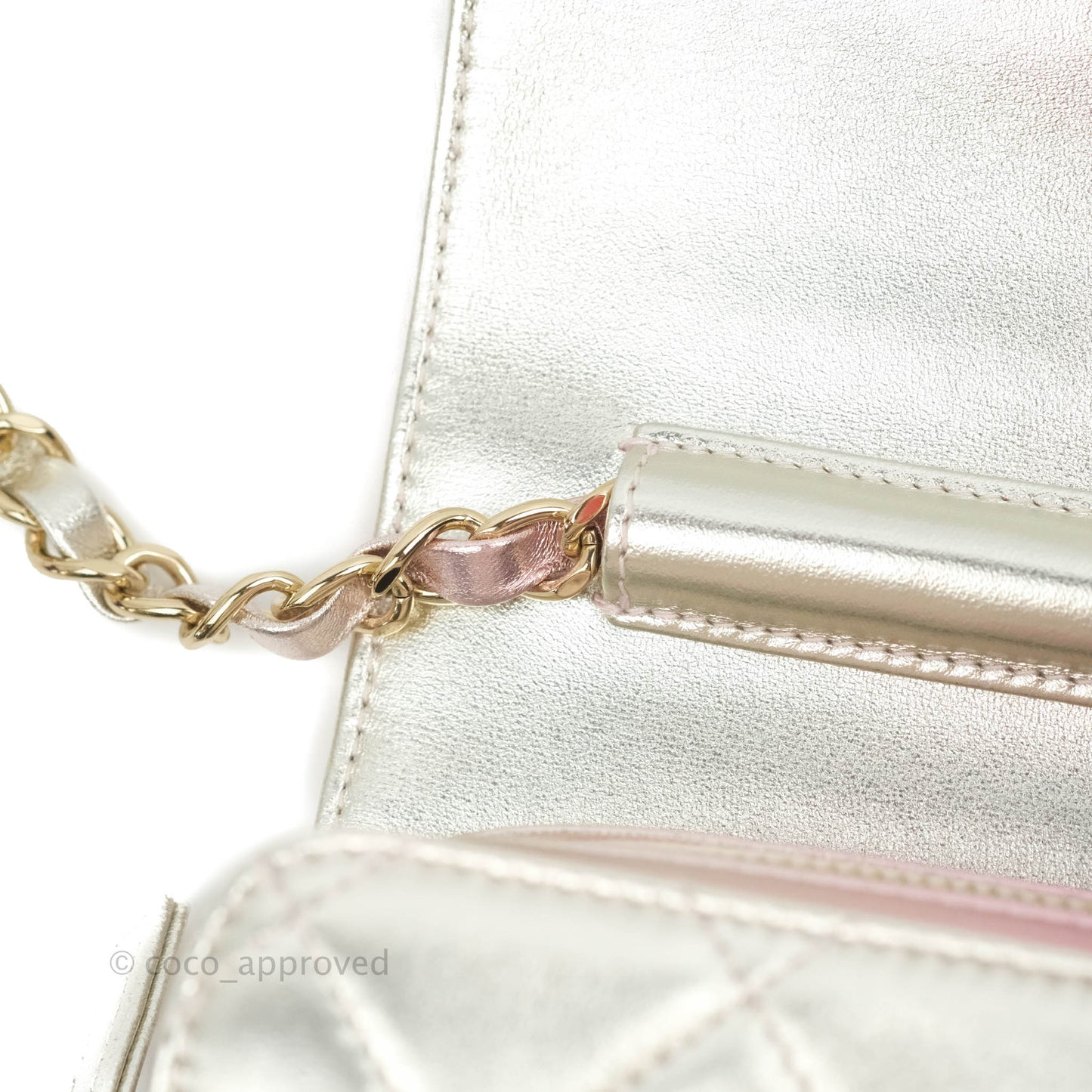 Chanel Quilted Small Like The Wallet Flap Metallic Pink Silver Light Gold Hardware 22C