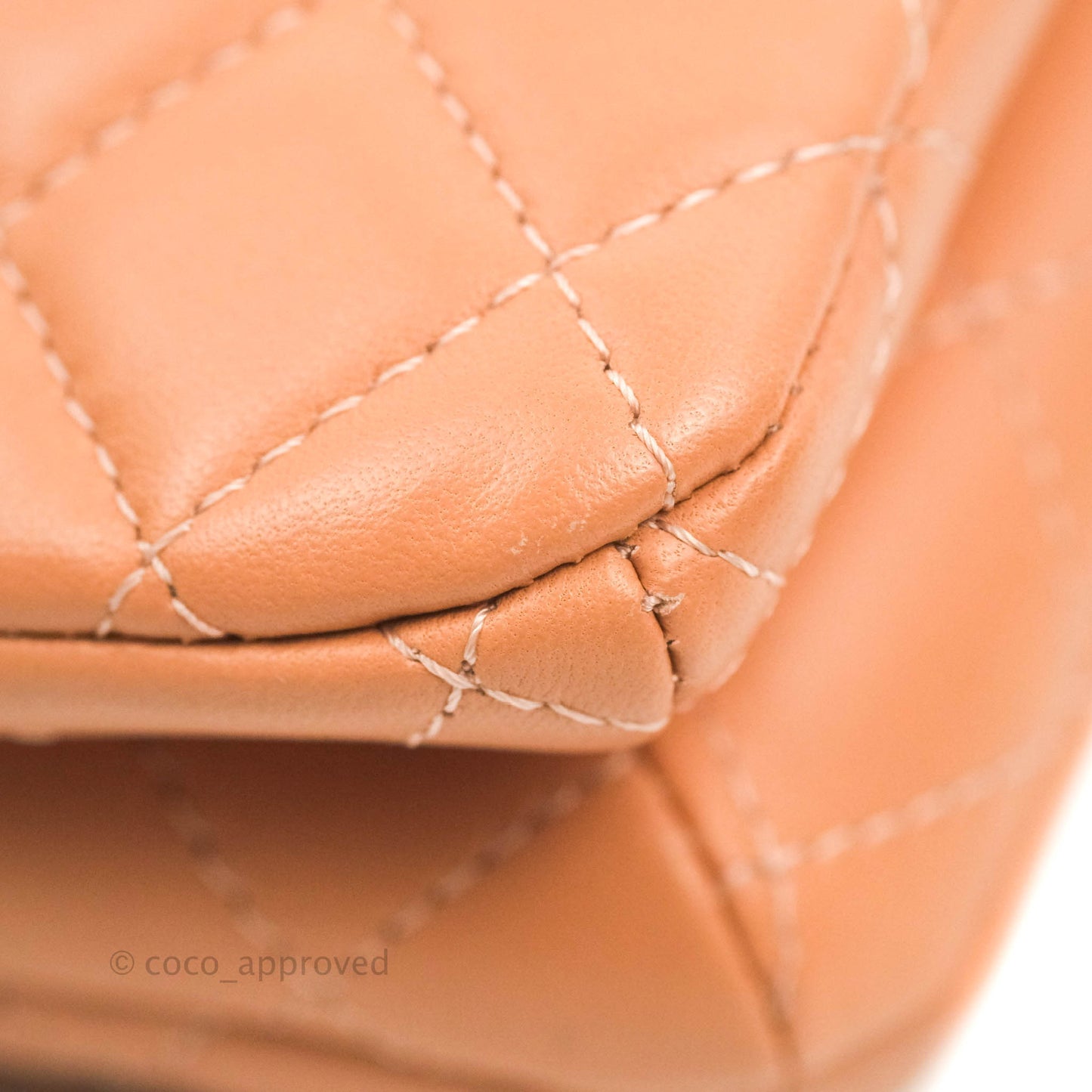 Chanel Quilted Knock On Wood Top Handle Bag Beige Pink Lambskin Gold Hardware