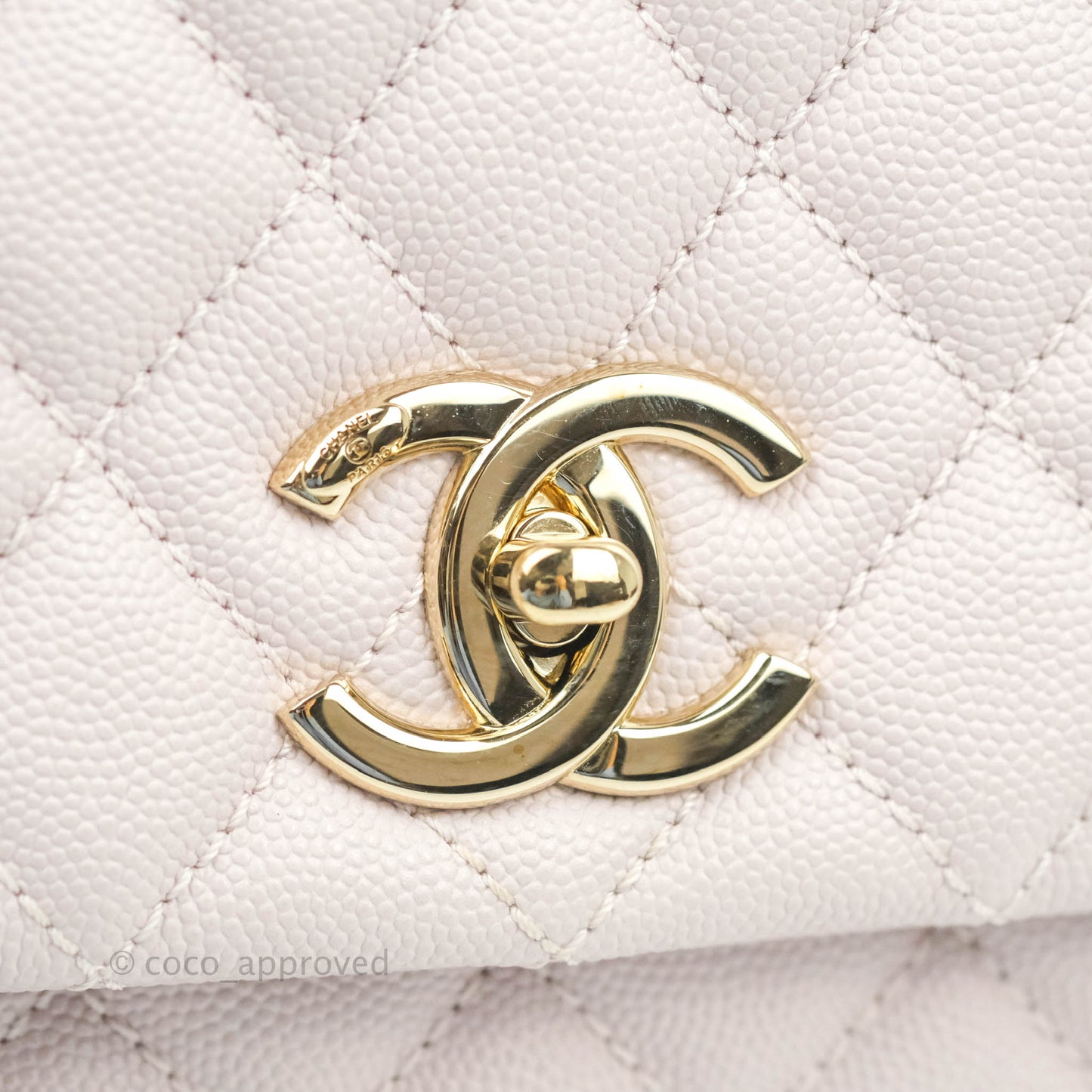 Chanel Medium Coco Handle Quilted Light Lilac Pink Caviar Gold Hardware