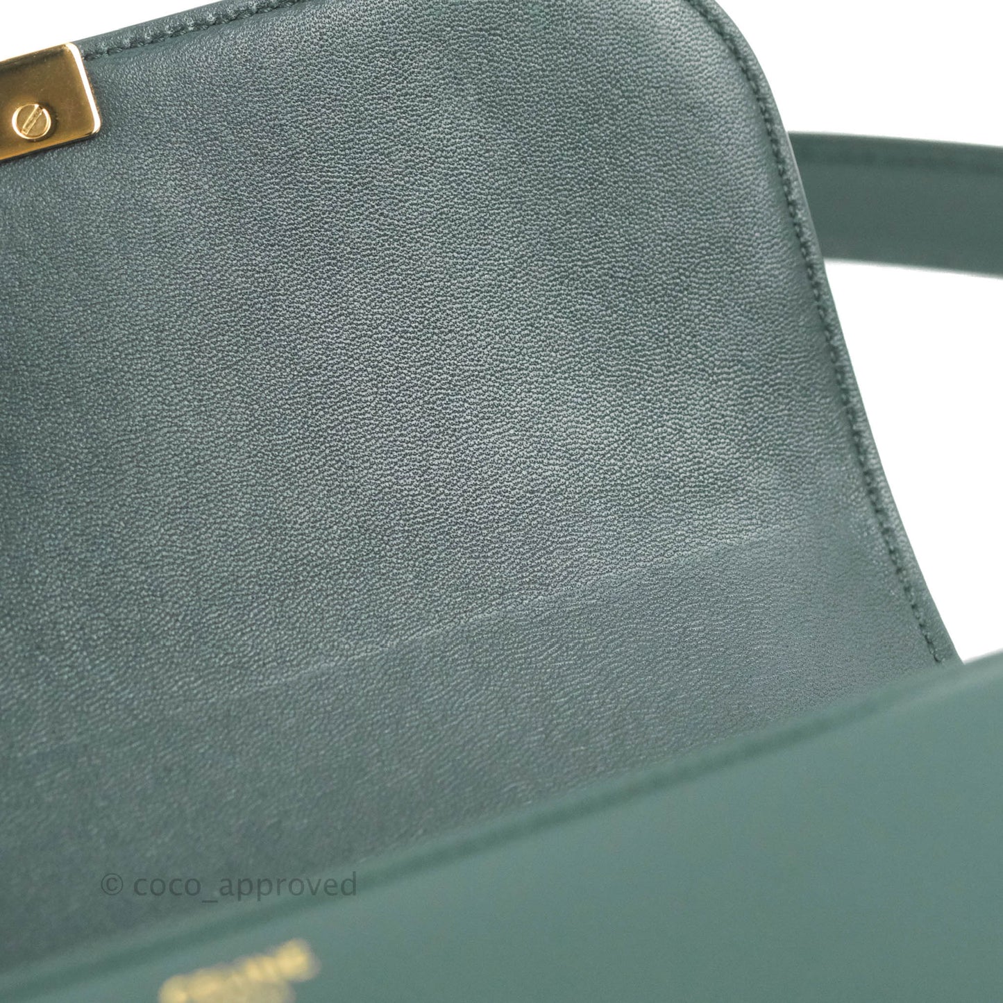 Celine Medium Triomphe Shiny Calfskin Amazone Green