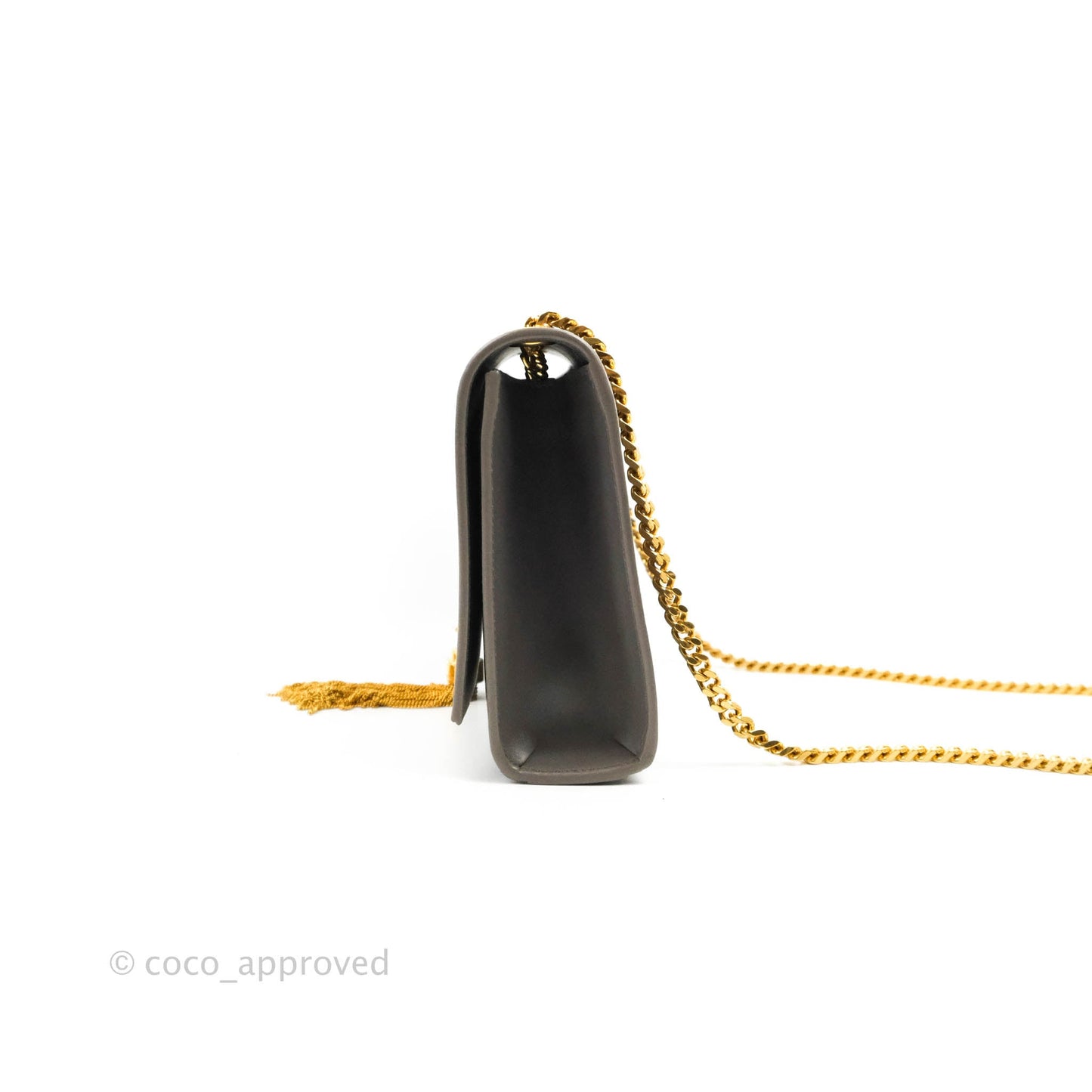 Saint Laurent Medium Kate Tassel Chain Bag Earth Grey Smooth Calfskin Gold Hardware