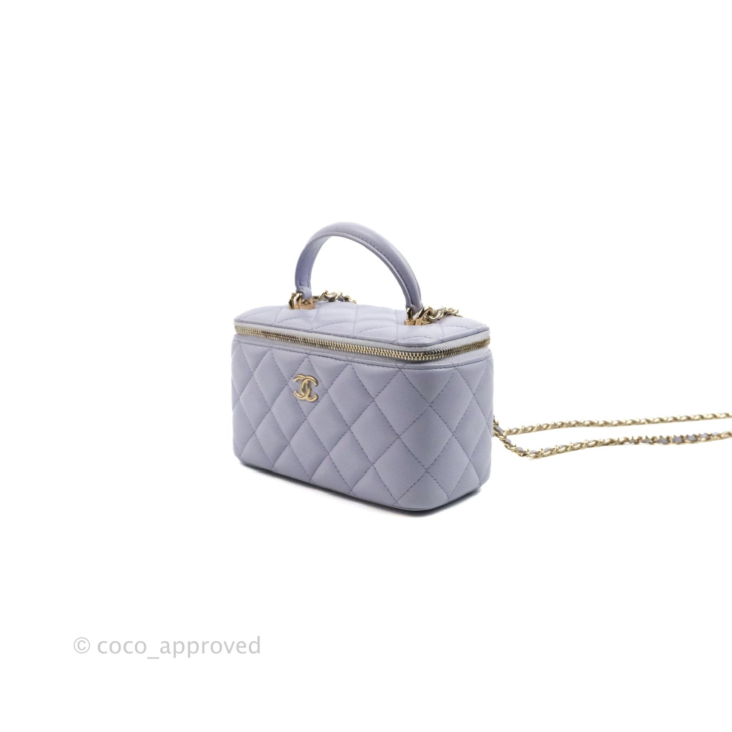 Chanel Vanity Rectangular Top Handle Lilac Lambskin Gold Hardware