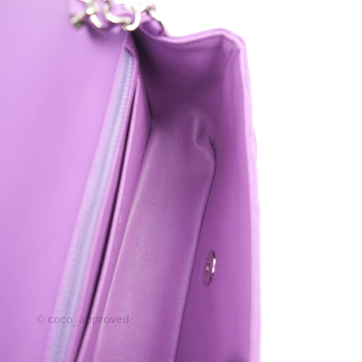 Chanel Quilted Mini Rectangular Flap Purple Lambskin Silver Hardware
