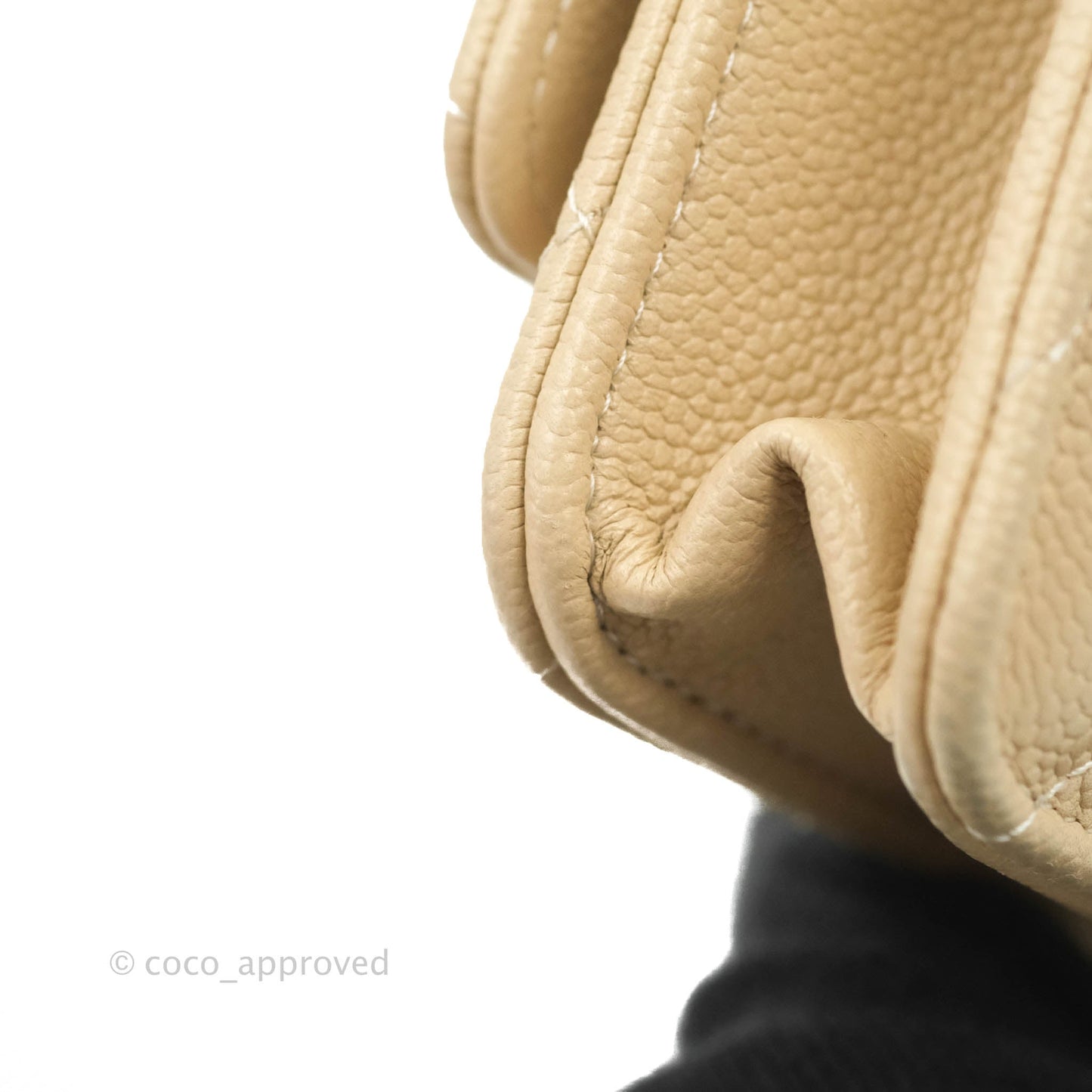 Chanel Quilted Wallet on CC Chain WOC Beige Caviar Gold Hardware