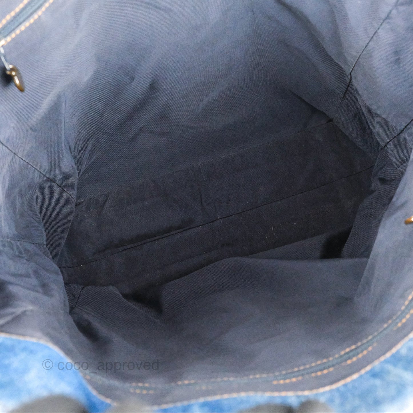 Chanel Large CC Tote Bag Blue Denim Tortoiseshell Bakelite Handle