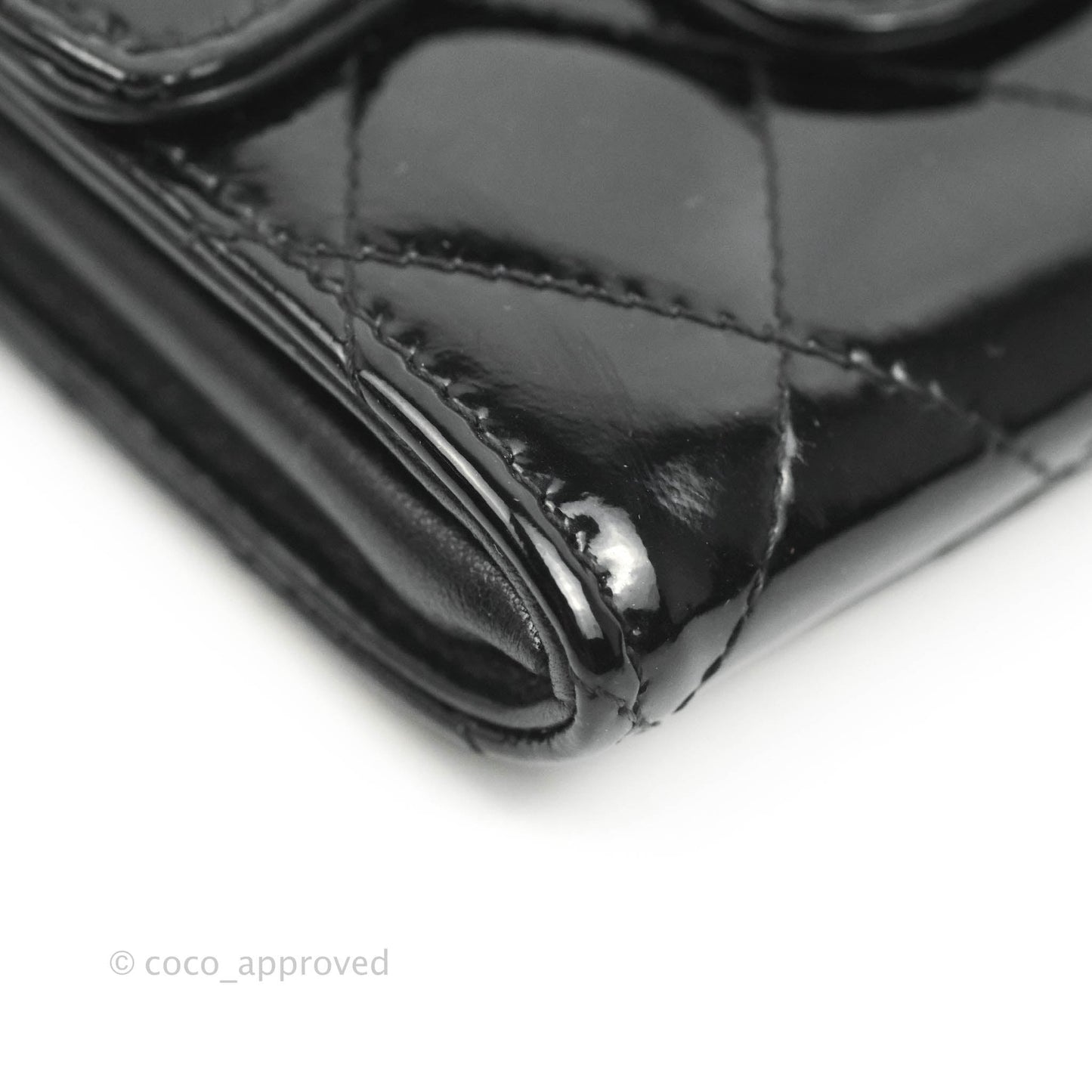 Chanel Quilted Flap Card Holder So Black Patent