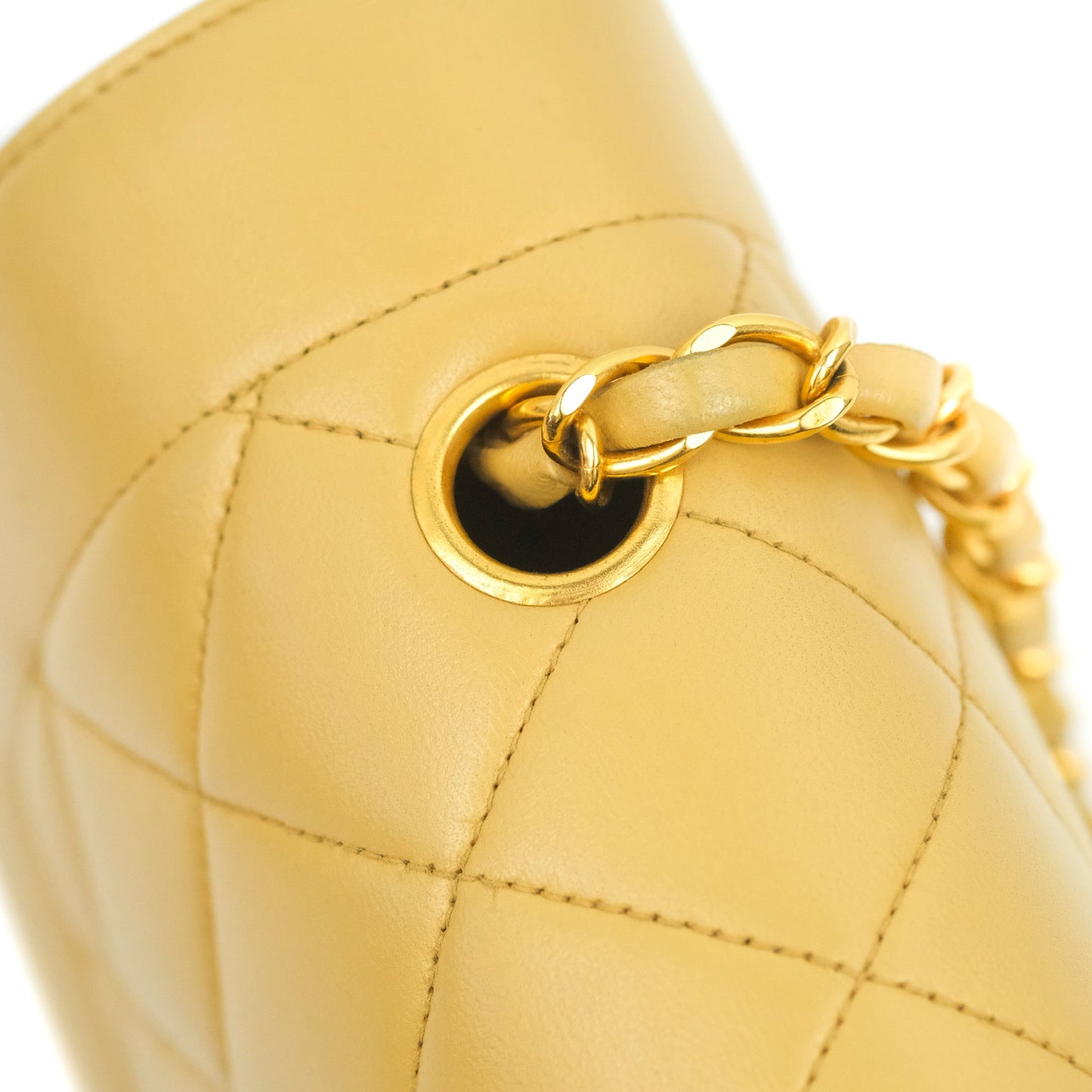 Chanel Vintage Small Quilted Classic Diana Flap Bag Beige Lambskin 24K Gold Hardware