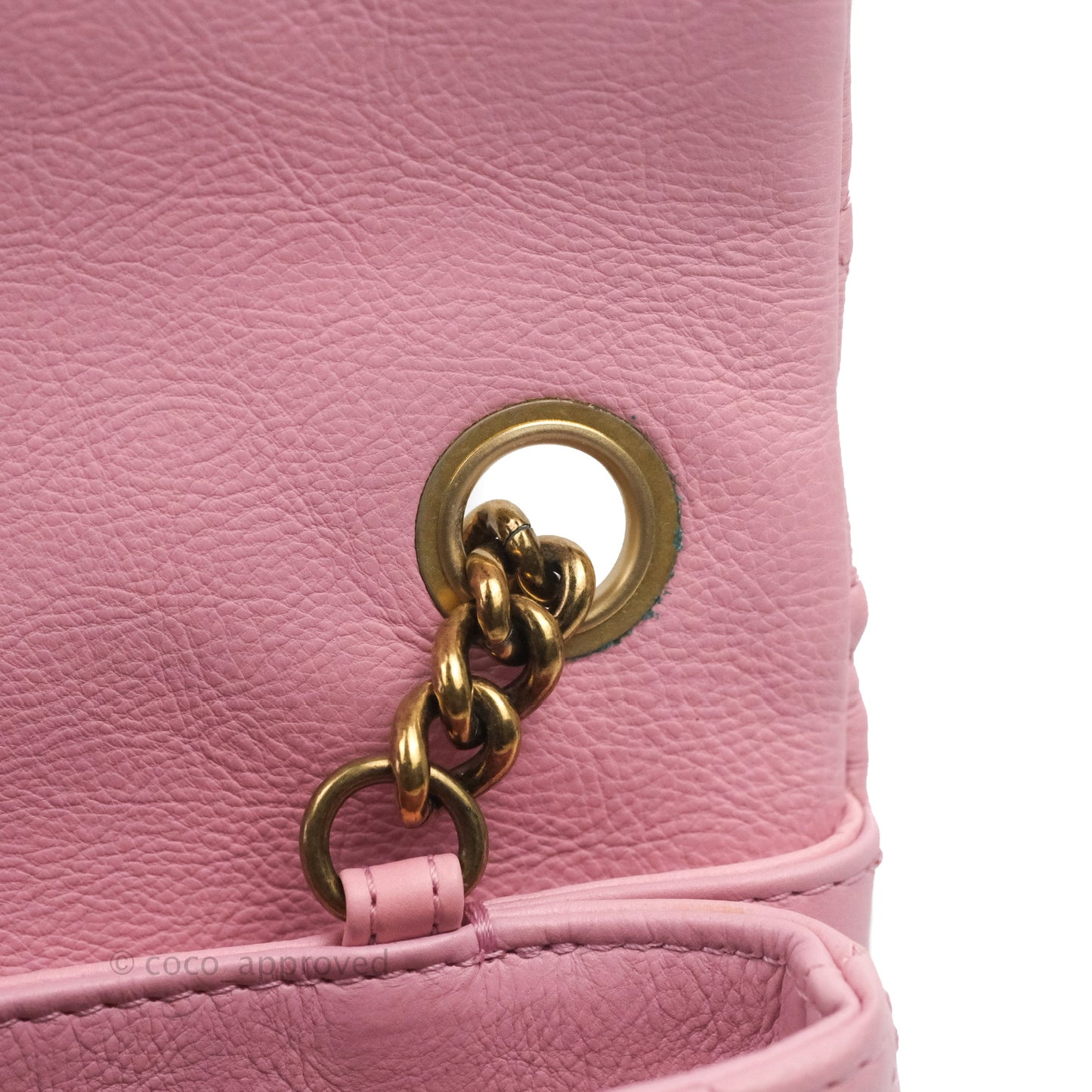 Chanel CC Crown Flap Pink Calfskin Antique Gold Hardware
