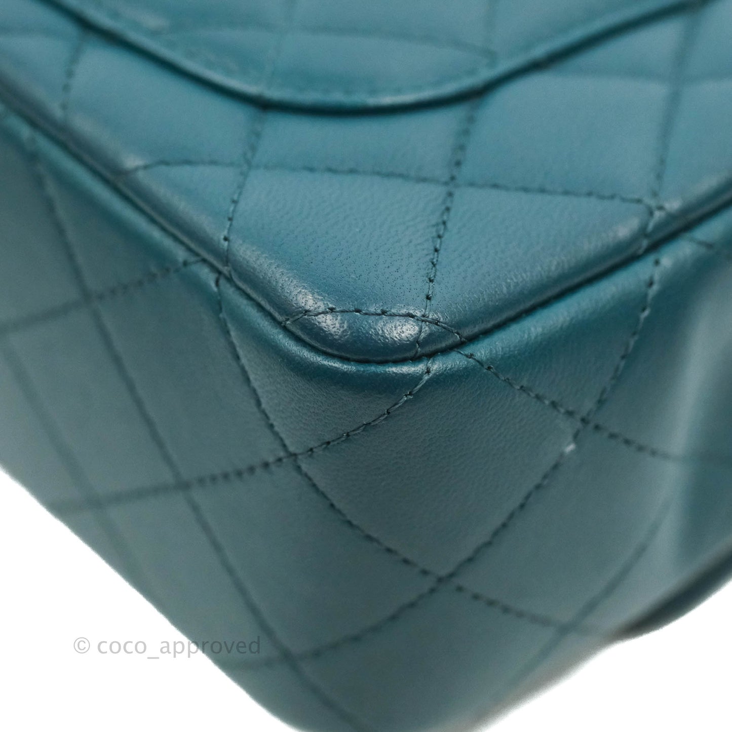 Chanel Quilted Mini Rectangular Flap Teal Lambskin Silver Hardware