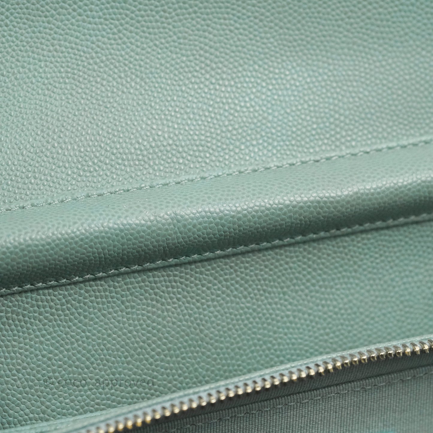 Chanel Quilted Like The Wallet Flap Blue-Greyish Caviar Gold Hardware