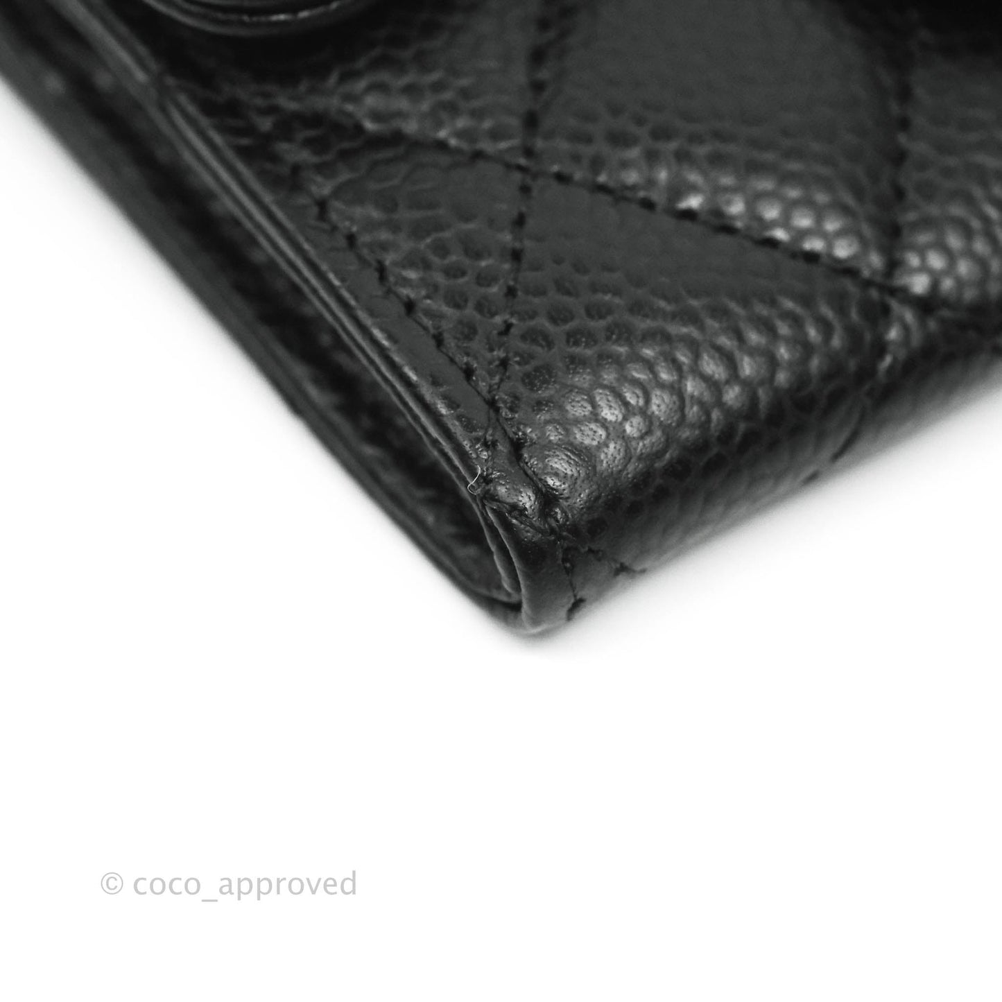 Chanel Quilted Flap Card Holder Black Caviar Gold Hardware