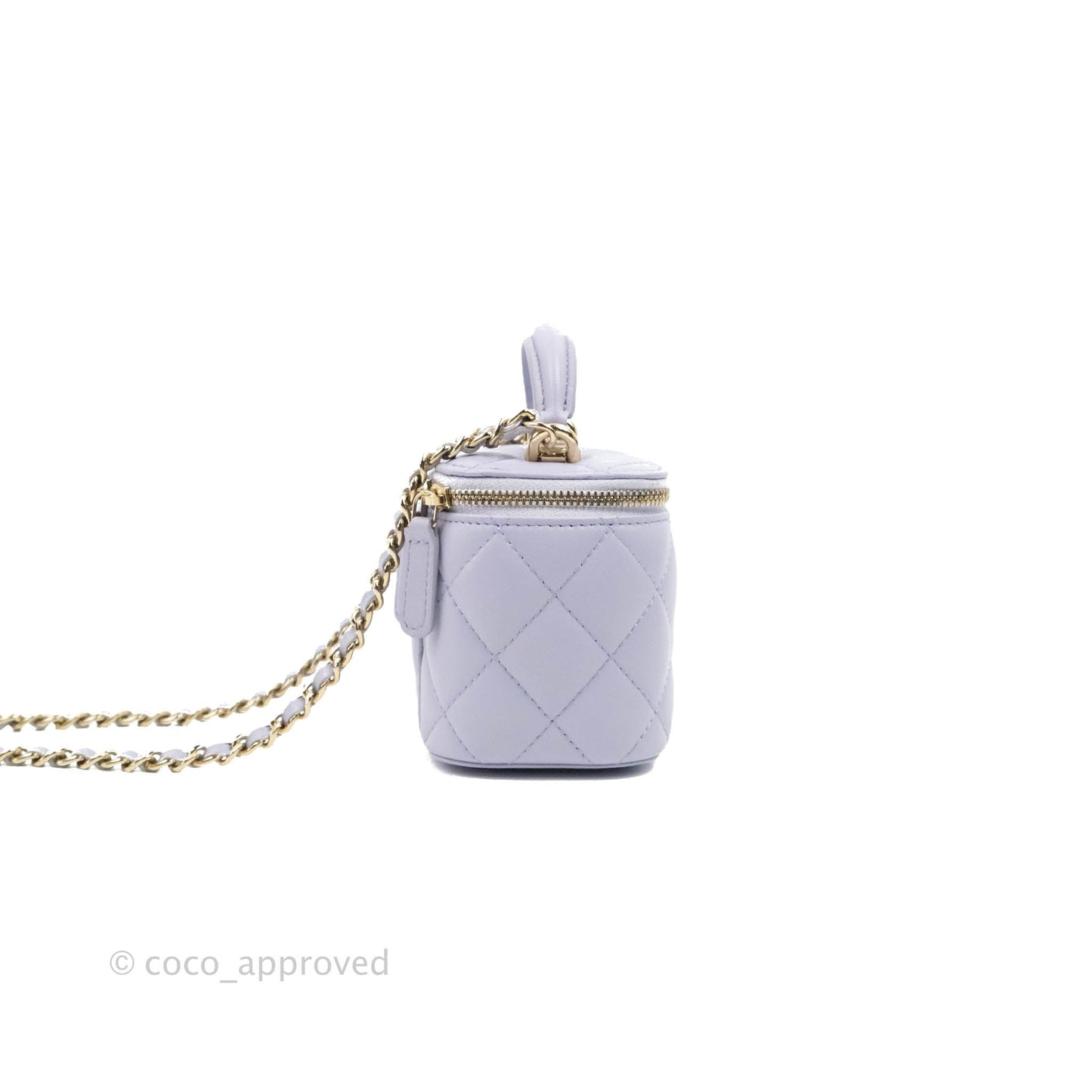 Chanel Mini Top Handle Vanity With Chain Lilac Lambskin Gold Hardware