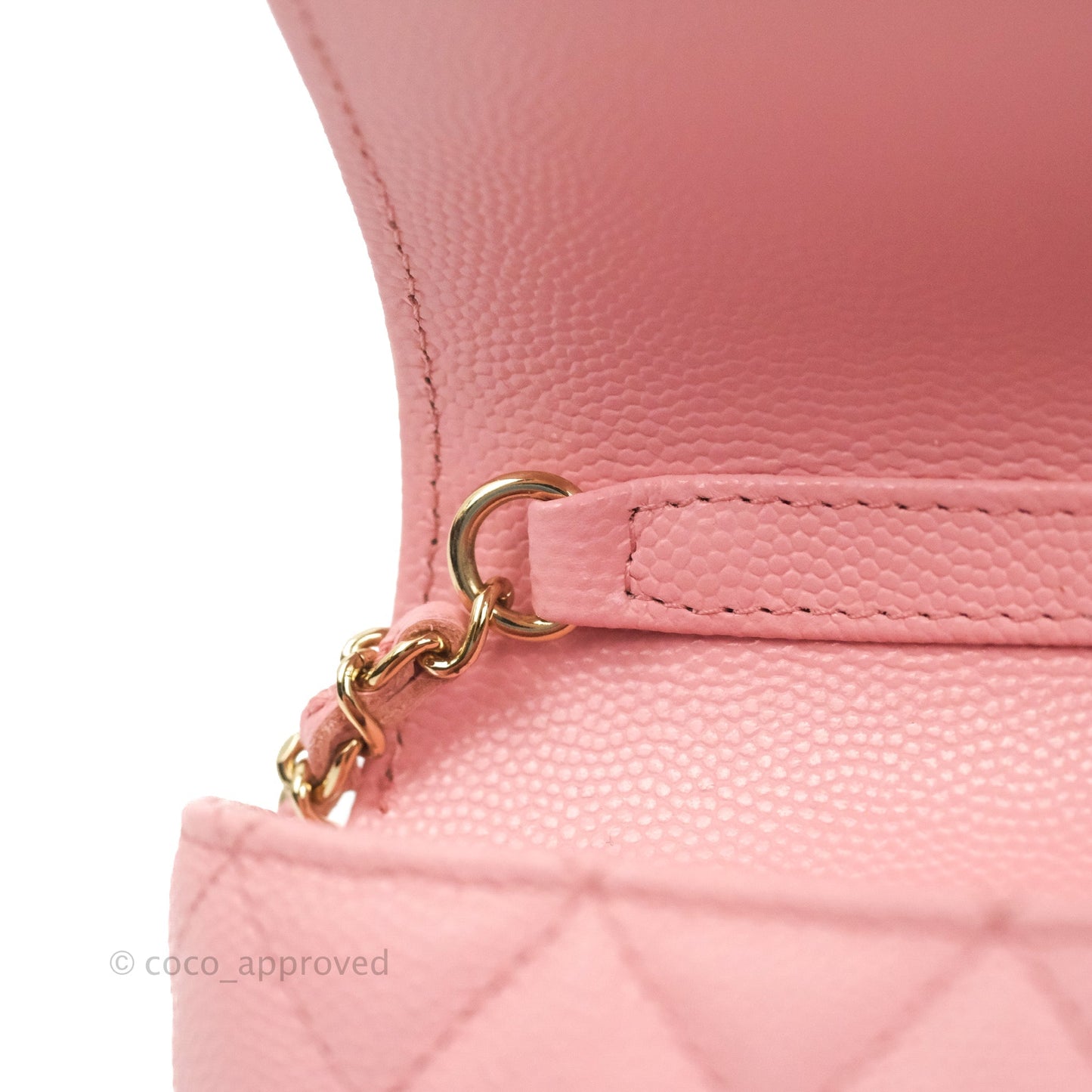 Chanel Quilted Glasses Case With Chain Pink Caviar Gold Hardware