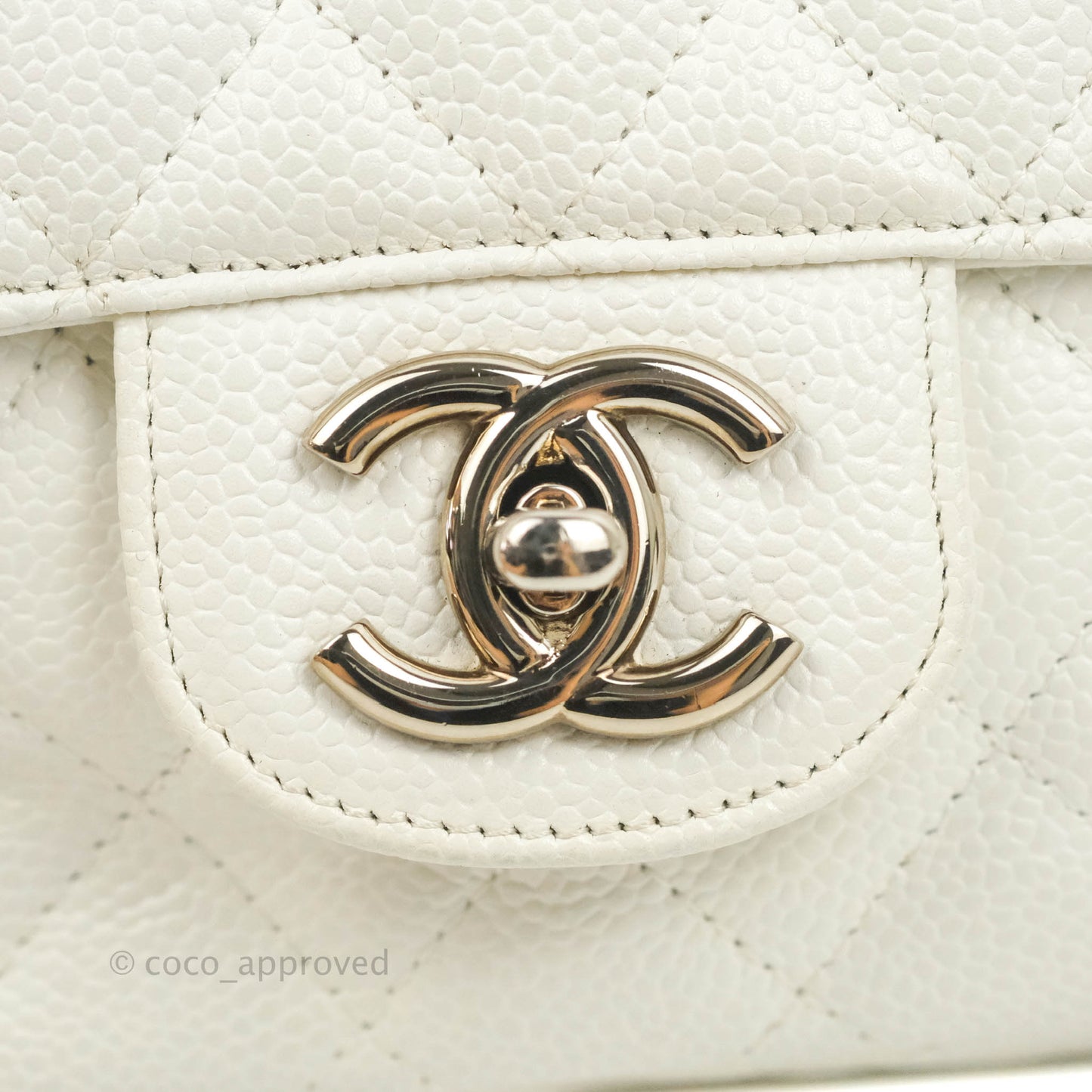 Chanel Quilted East West Flap White Soft Caviar Silver Hardware