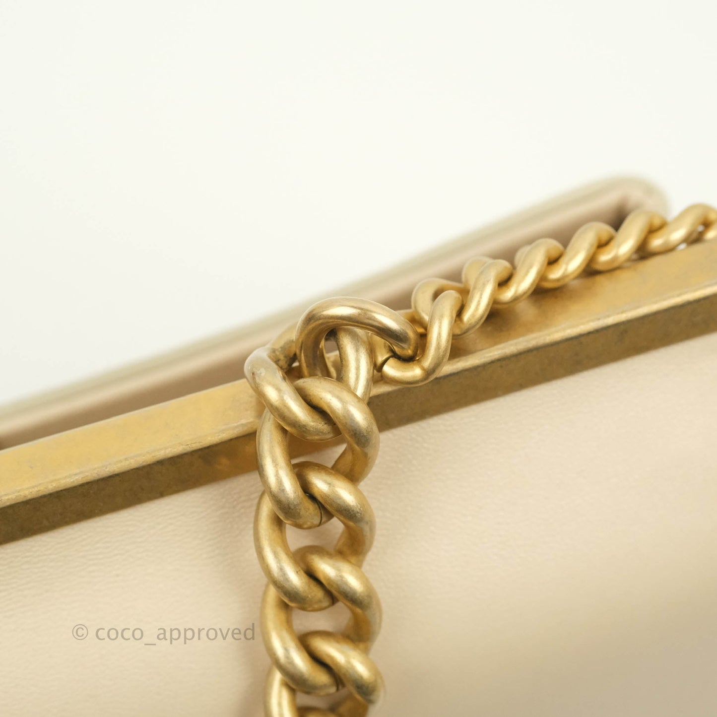 Chanel Small Flat Quilted Coco Luxe Flap Bag Light Beige Aged Gold Hardware