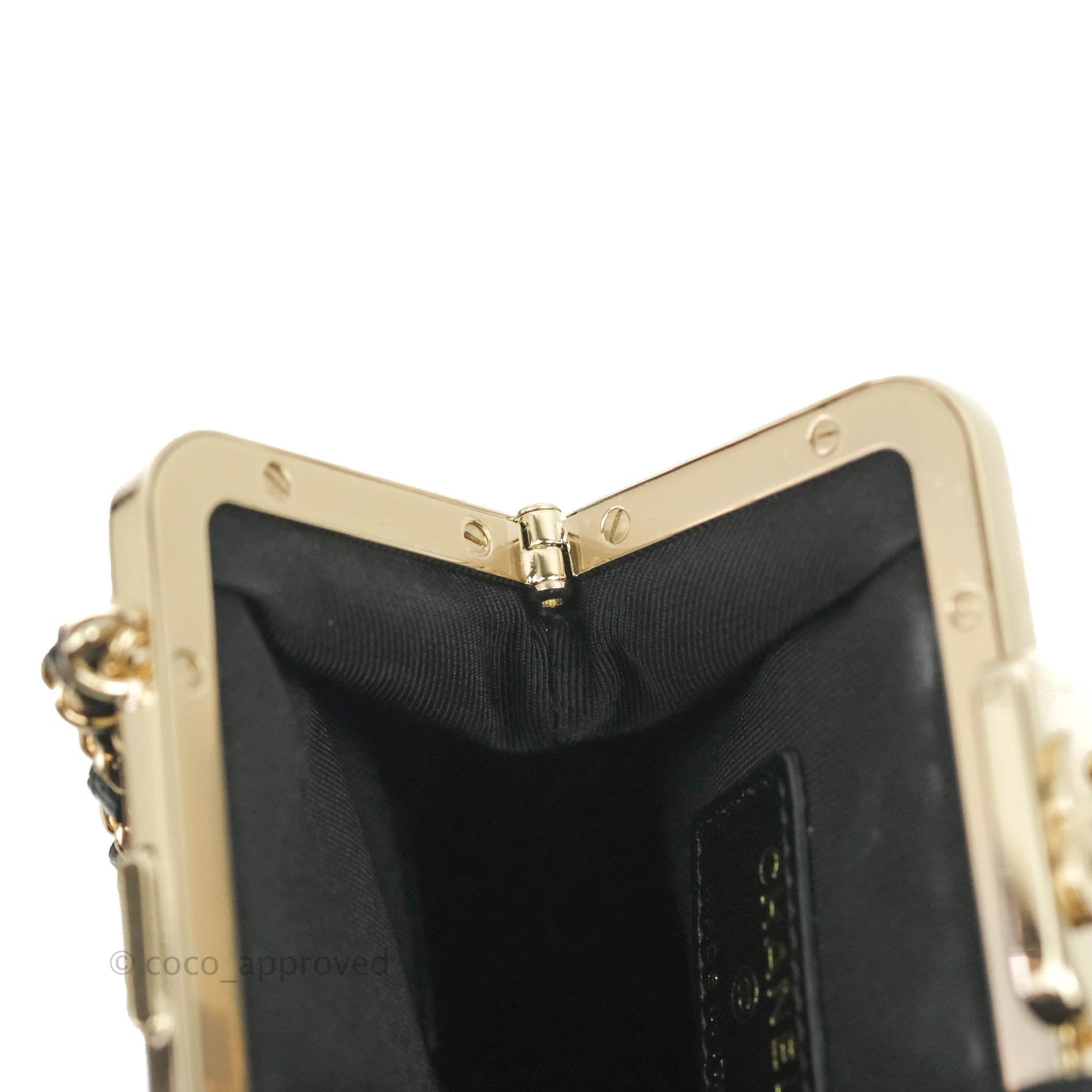 Chanel Kisslock Glasses Case Black Lambskin Gold Hardware 21C