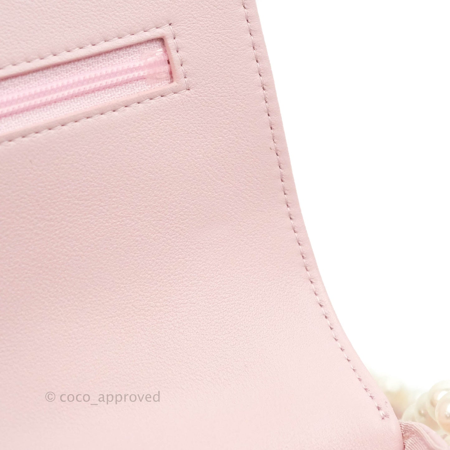 Chanel Quilted Wallet On Chain WOC With Pearl Chain Pink Aged Gold Hardware