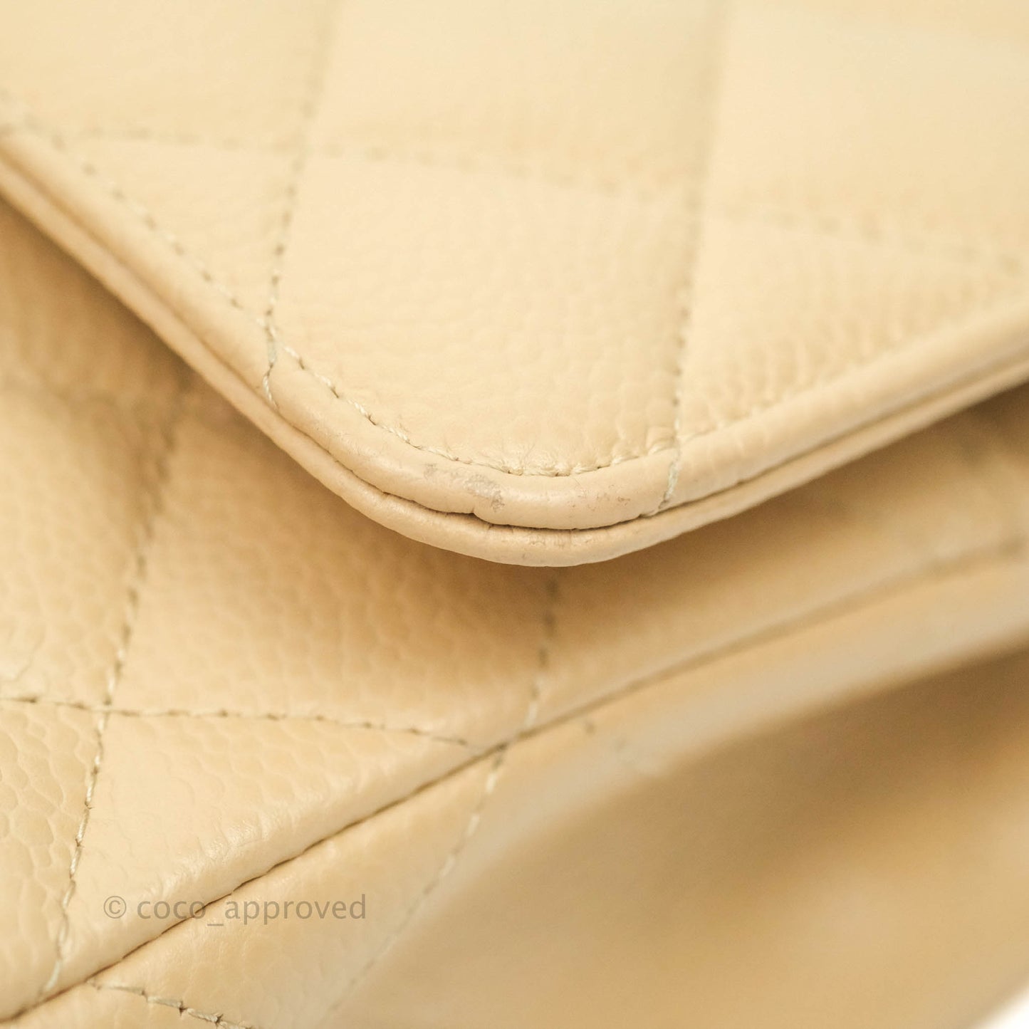 Chanel Classic M/L Medium Double Flap Beige Caviar Gold Hardware