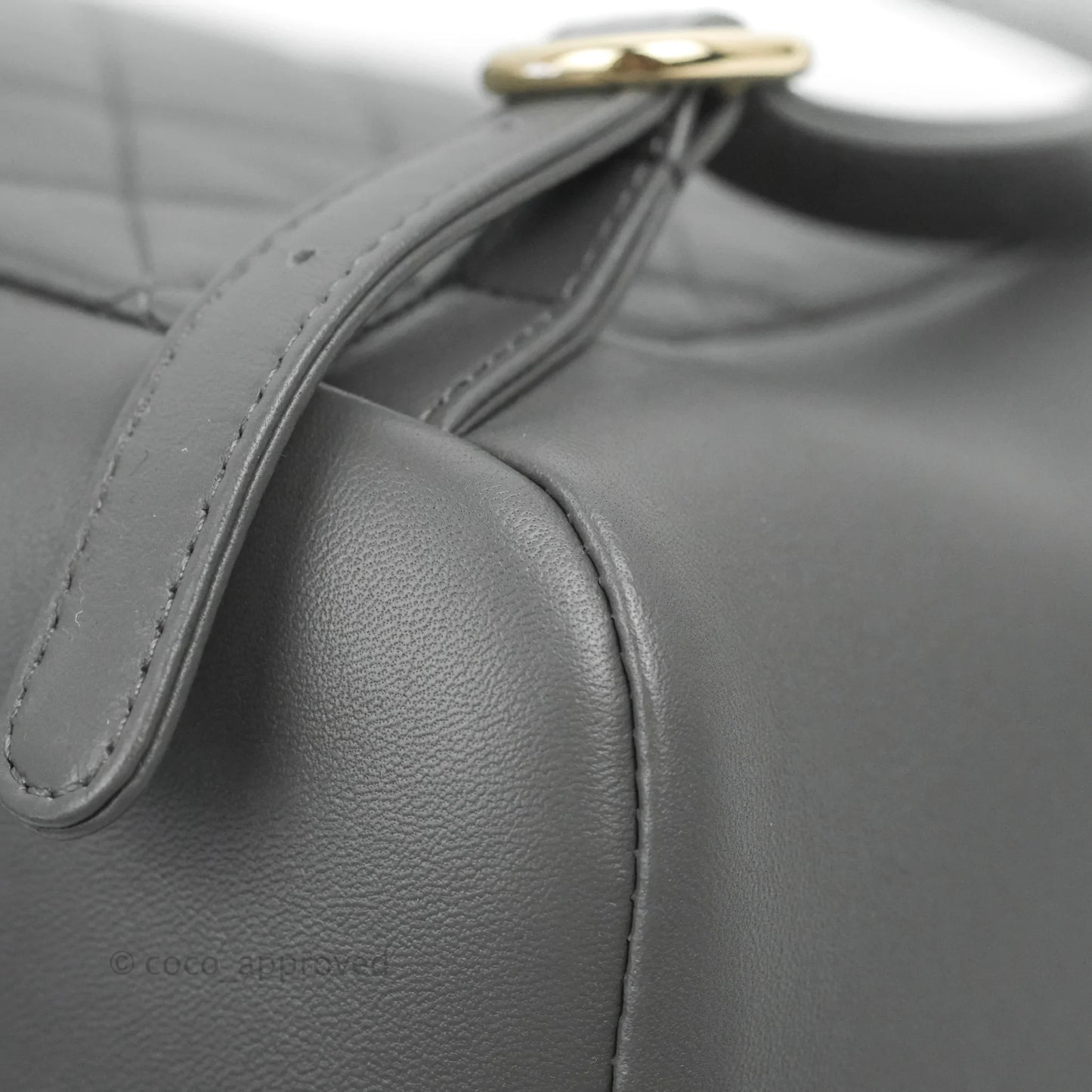 Chanel Quilted Small Duma Drawstring Backpack Grey Lambskin