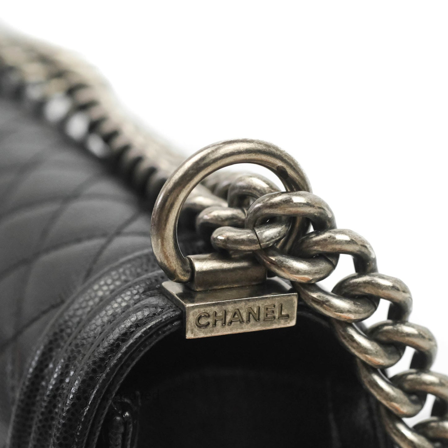 Chanel Quilted Medium Boy Black Caviar Ruthenium Hardware