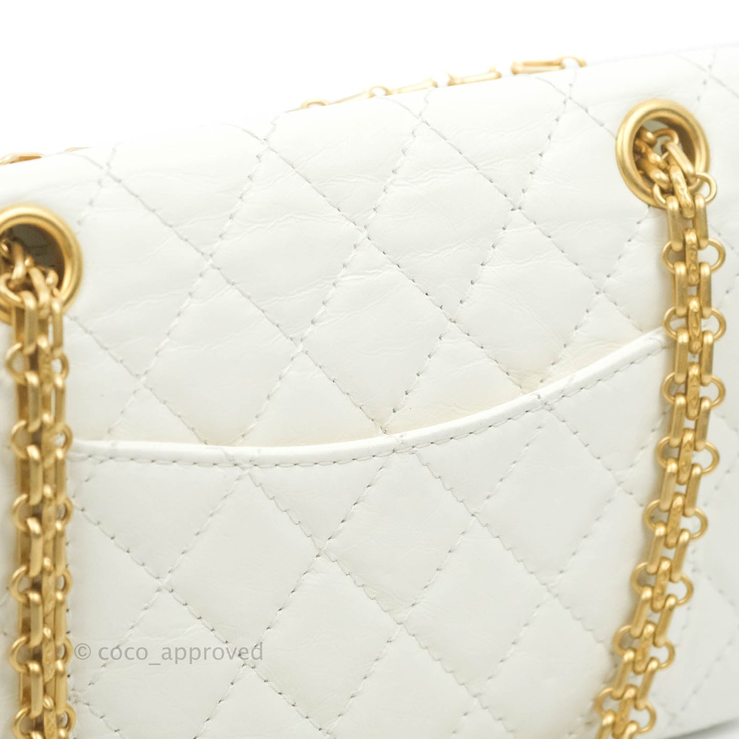 Chanel Mini Reissue 224 White Aged Calfskin Aged Gold Hardware