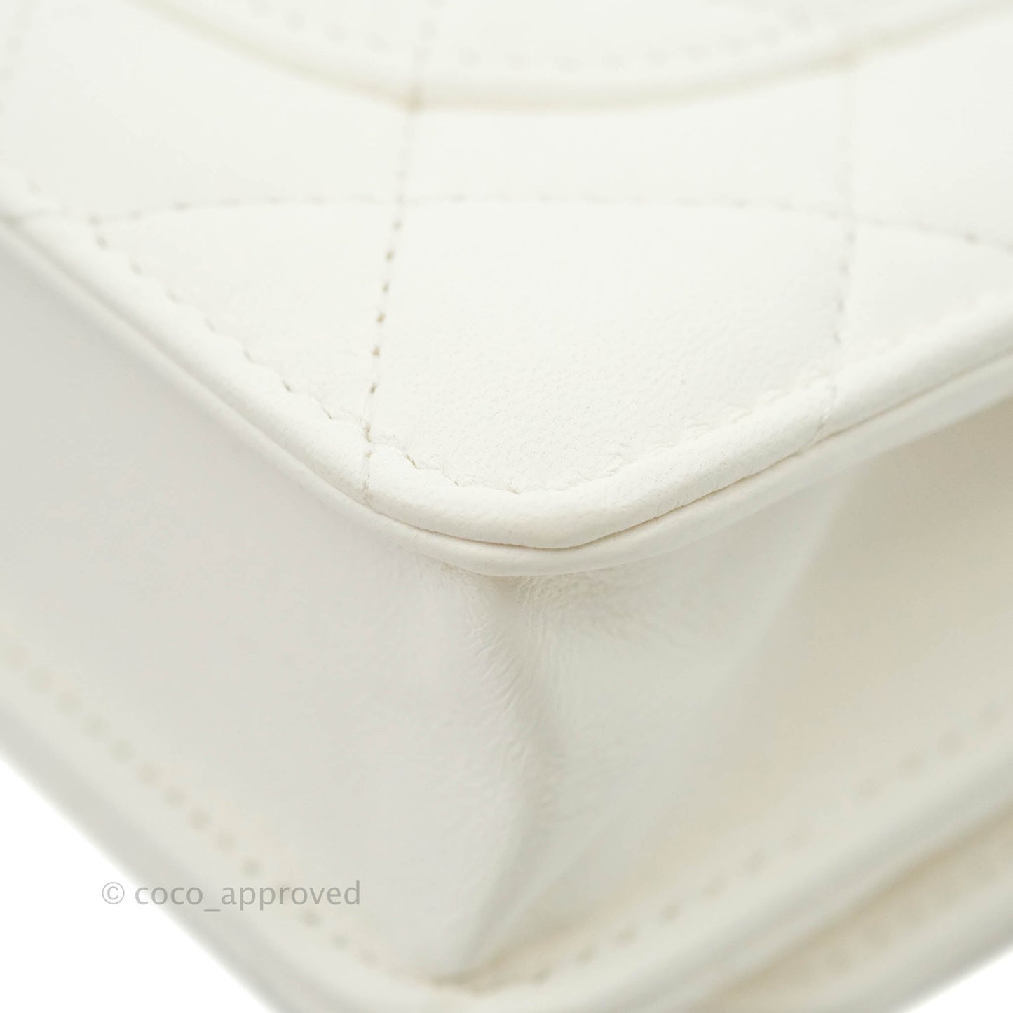 Chanel Quilted Pearl Crush Wallet on Chain WOC White Lambskin Aged Gold Hardware