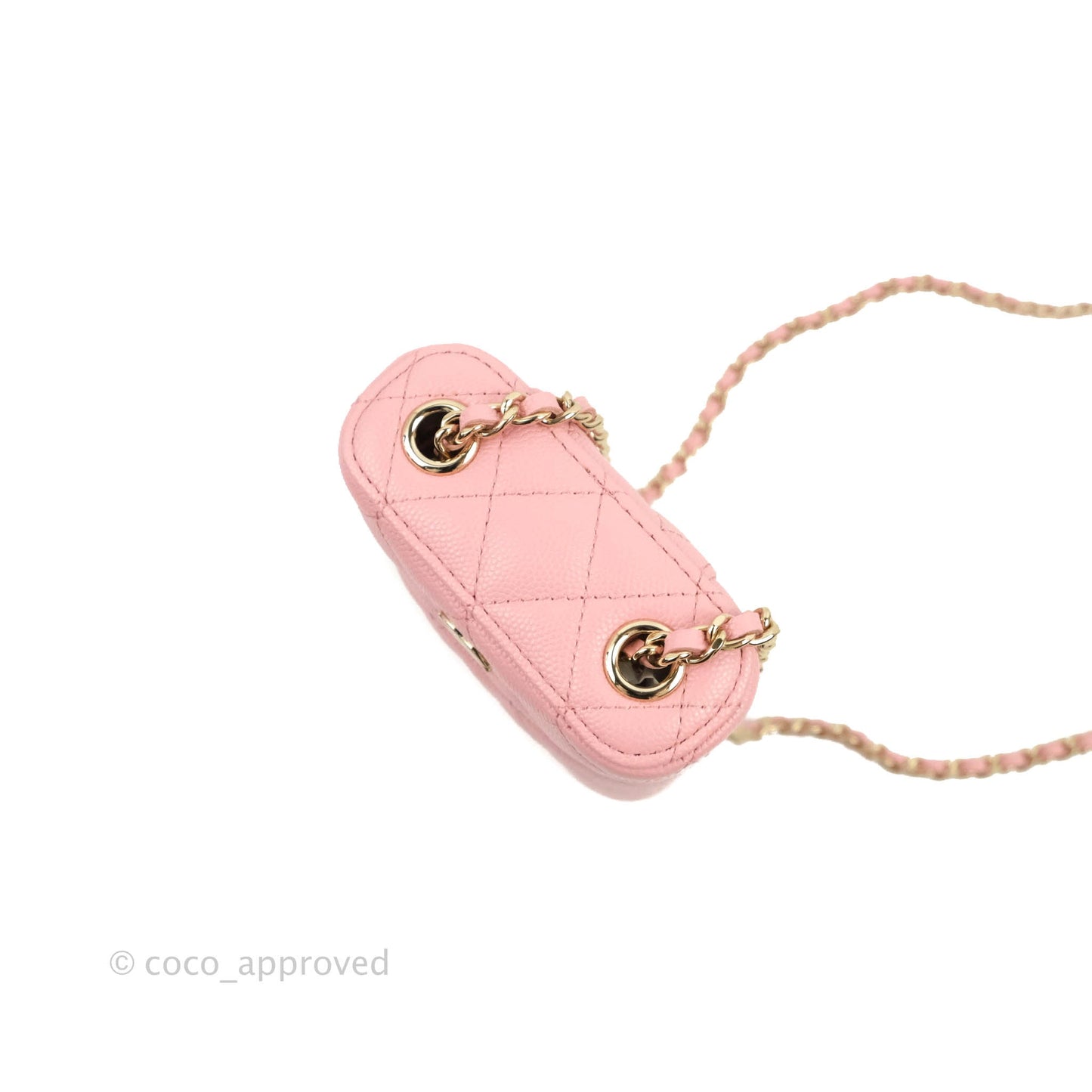 Chanel Vanity Phone Holder With Chain Pink Caviar Gold Hardware