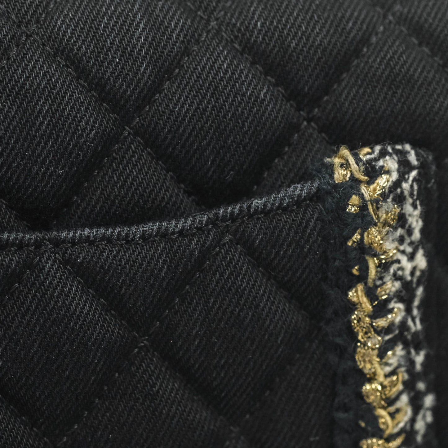 Chanel Classic Mini Rectangular Flap Bag Black Denim Braided Gold Hardware 18A