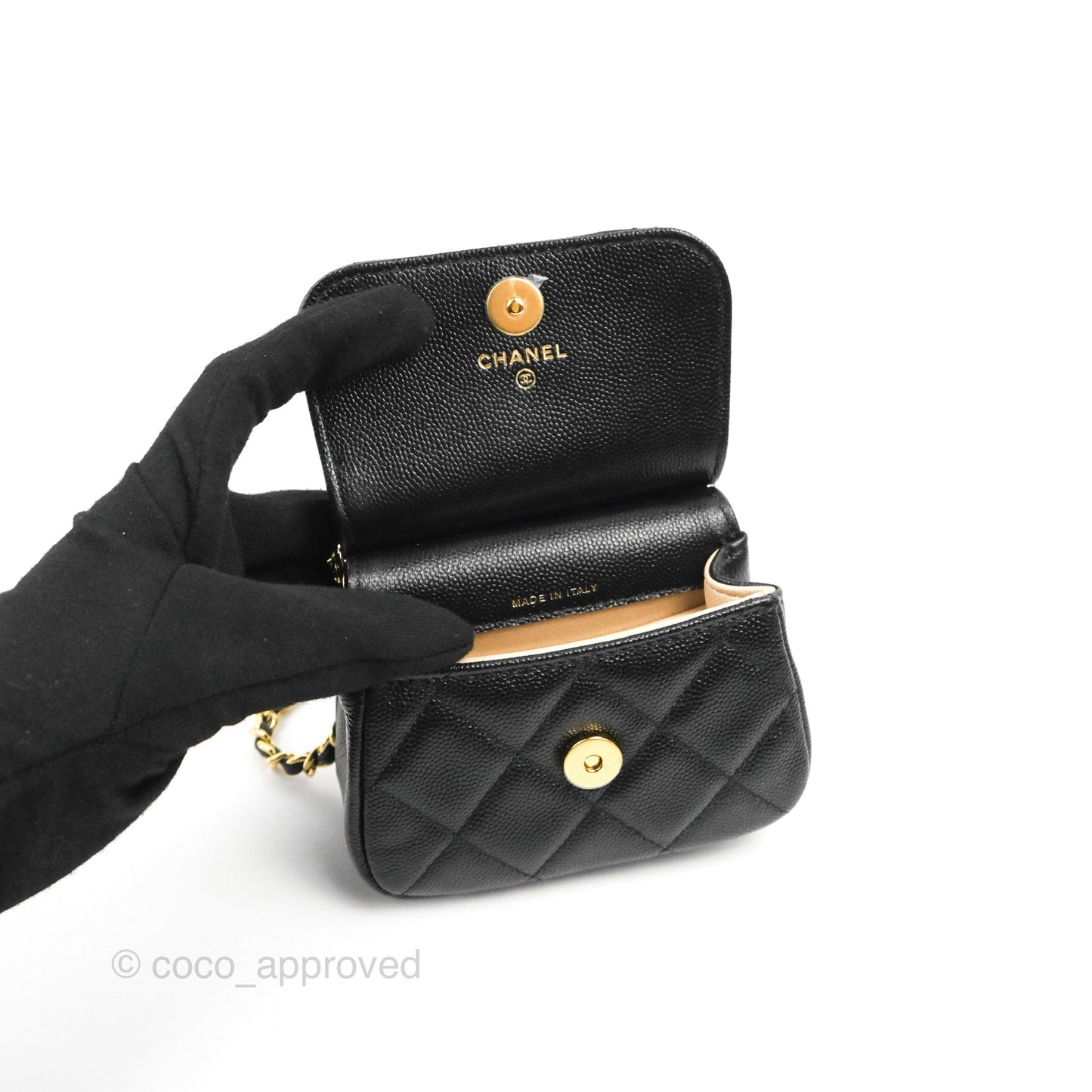 Chanel Quilted Clutch With Chain Black Caviar Gold Hardware