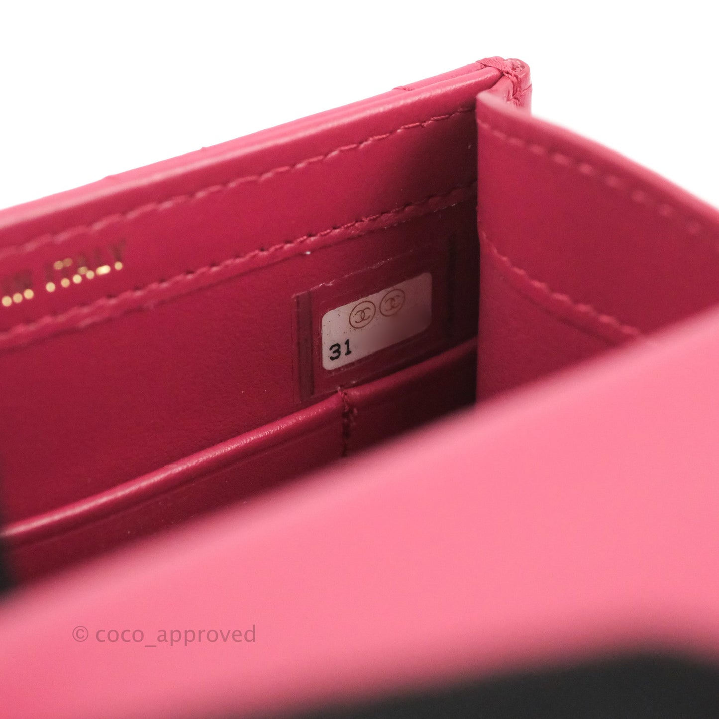 Chanel Quilted Perfect Fit Dark Pink Phone Holder Aged Gold Hardware