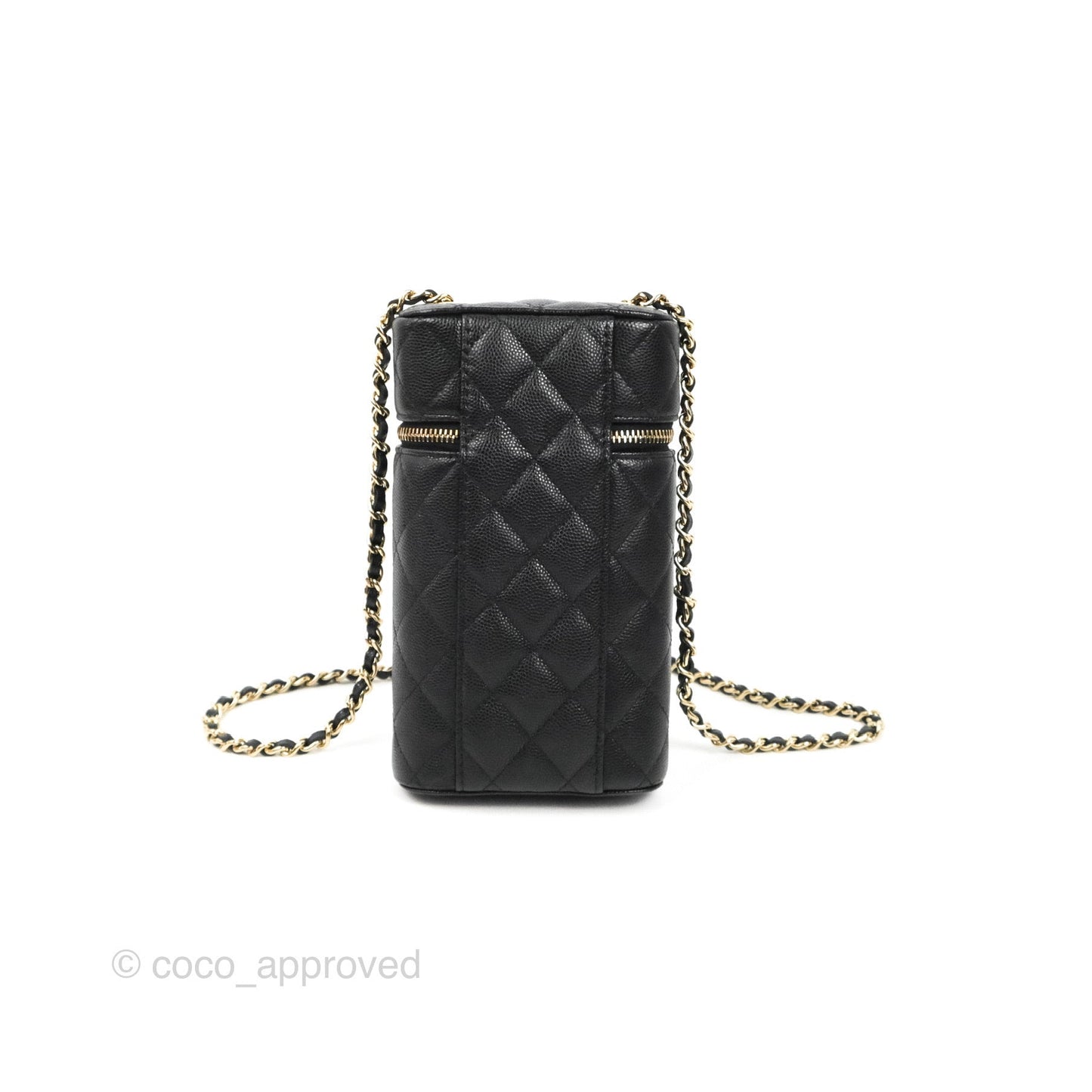 Chanel Vanity Phone Holder With Chain Black Caviar Gold Hardware