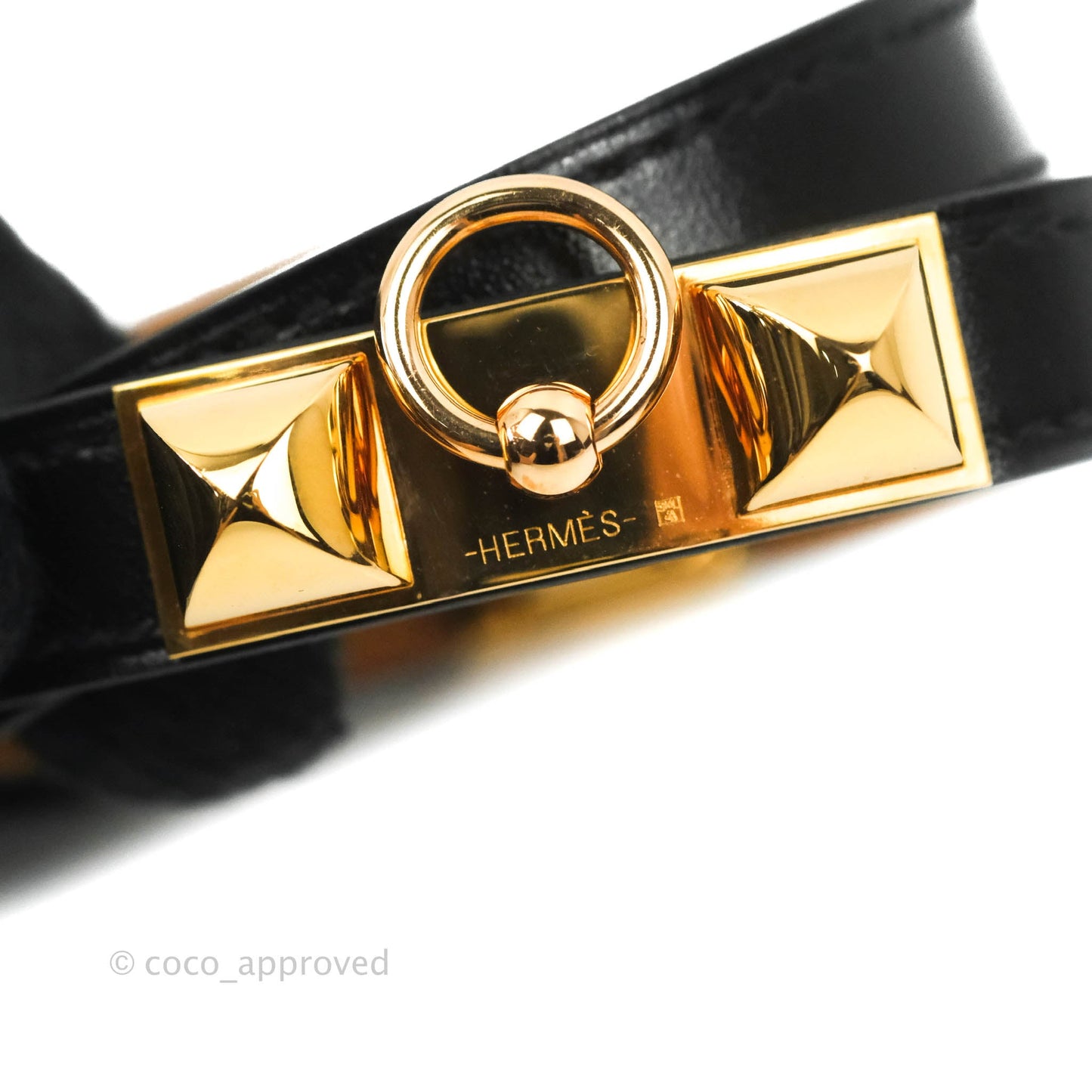 Hermès Rivale Double Tour Bracelet Black Box Leather Rose Gold Hardware