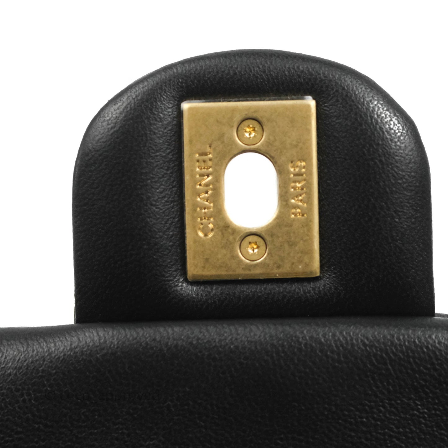 Chanel Mini Flap Bag With Heart CC Charm Black Lambskin Aged Gold Hardware
