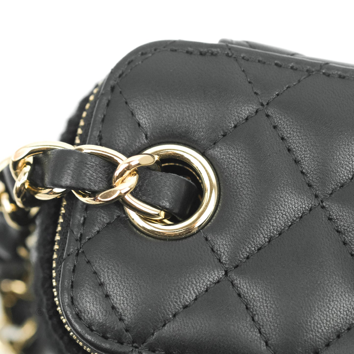 Chanel Mini Vanity With Chain Black Lambskin Crochet Gold Hardware