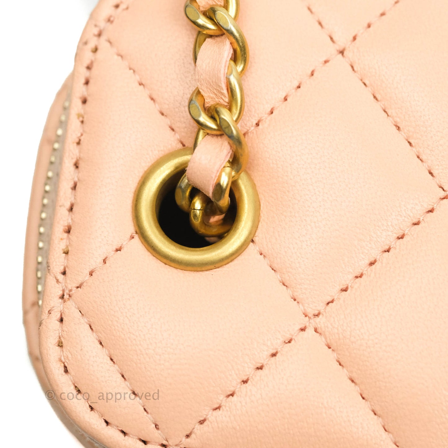 Chanel Classic Mini Pearl Crush Vanity With Chain Pink Lambskin Aged Gold Hardware