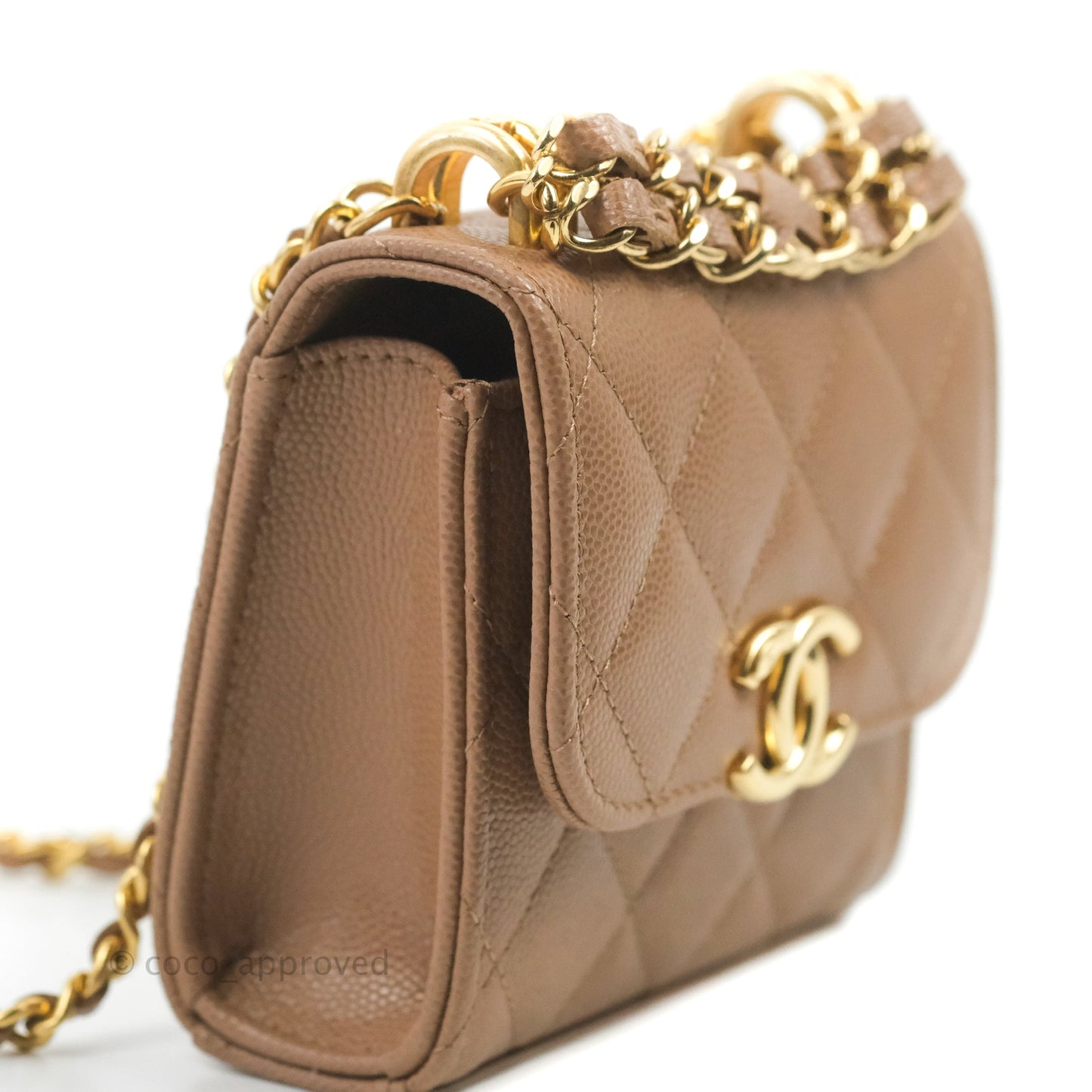 Chanel CC Chain Clutch with Chain Beige Caviar Gold Hardware