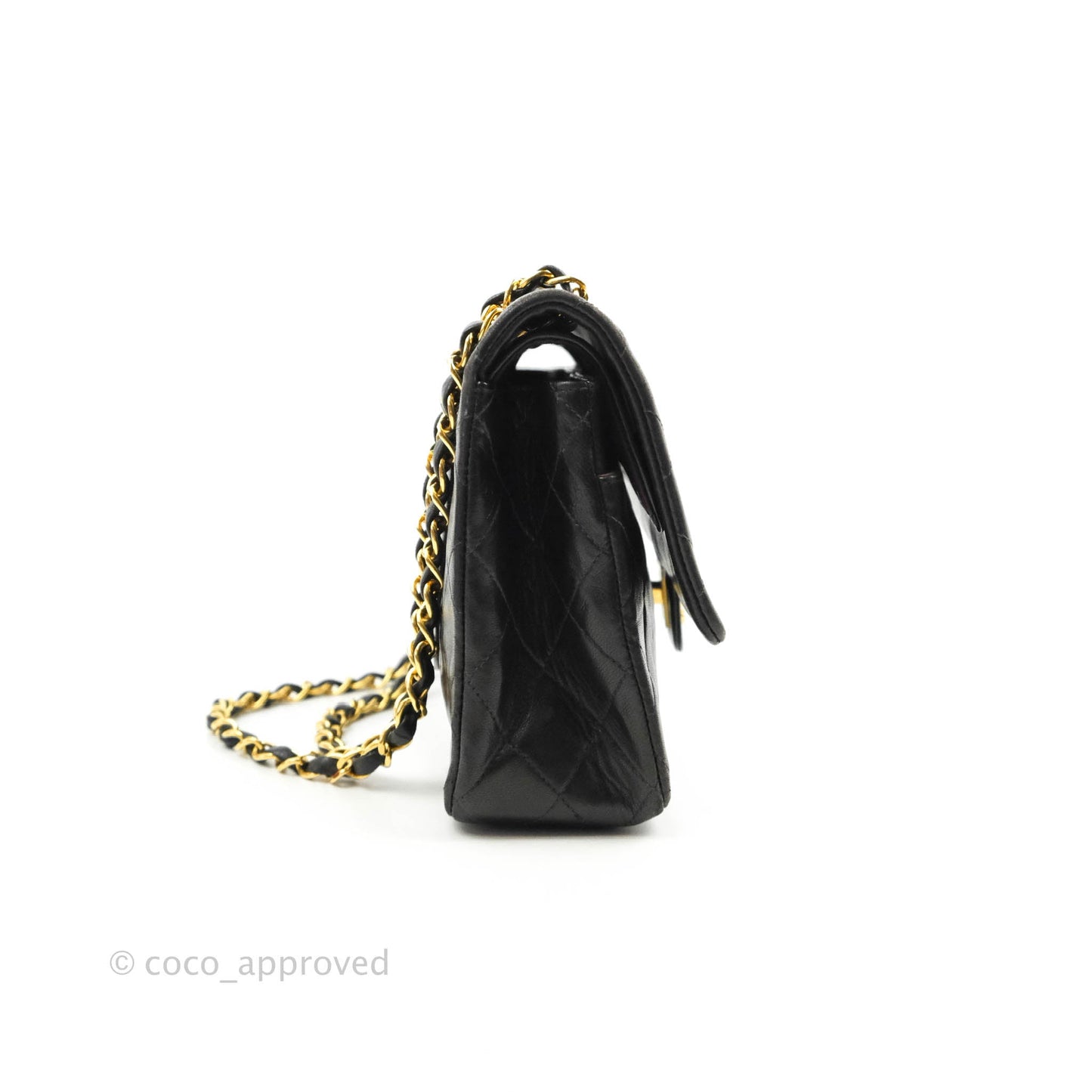 Chanel Vintage M/L Medium Double Flap Bag Black Lambskin 24K Gold Hardware
