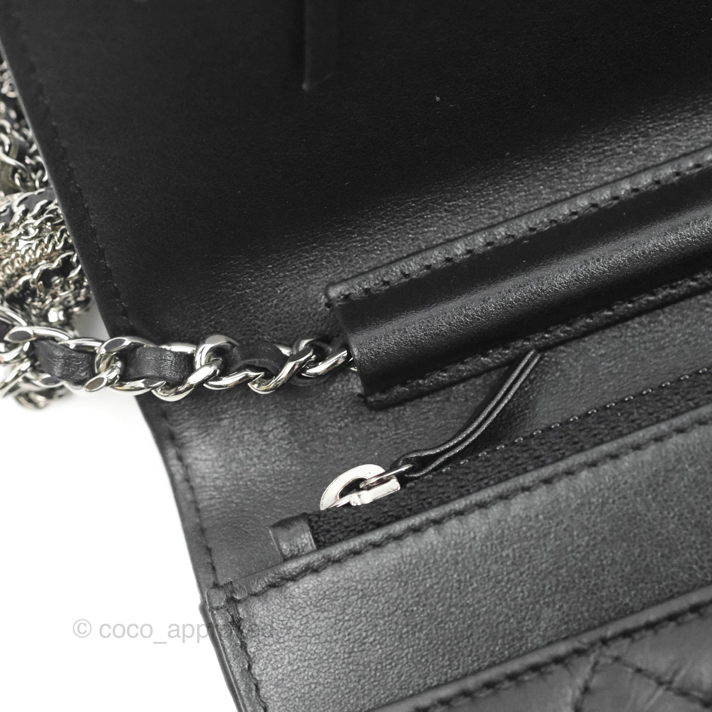 Chanel  Quilted Tassel Wallet On Chain WOC Black Aged Calfskin