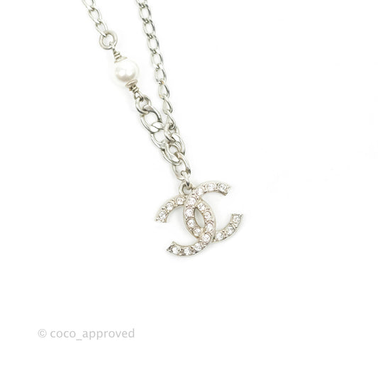 Chanel Pearl CC Crystal Bracelet Silver Tone 21A