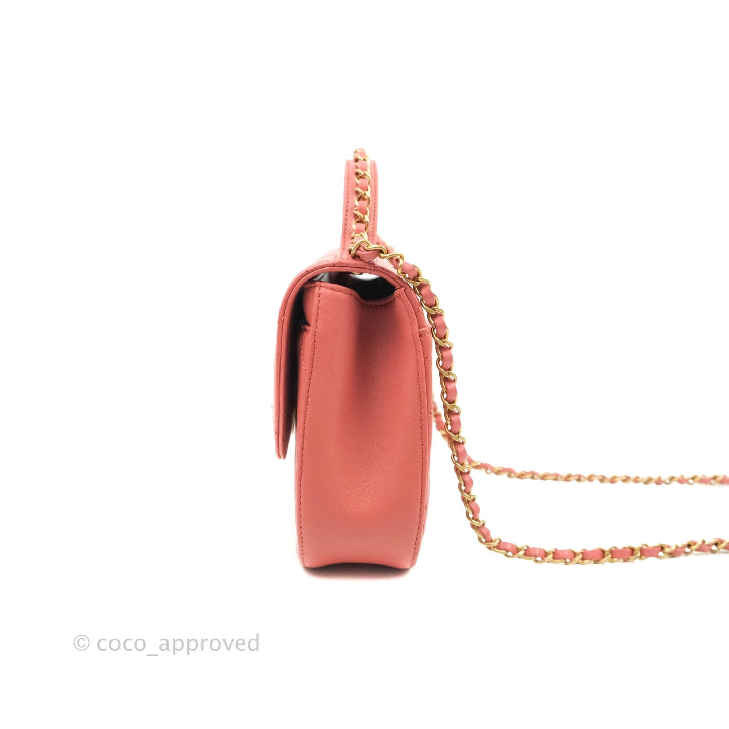 Chanel Quilted Chain Infinity Handle Bag Pink Lambskin Aged Gold Hardware