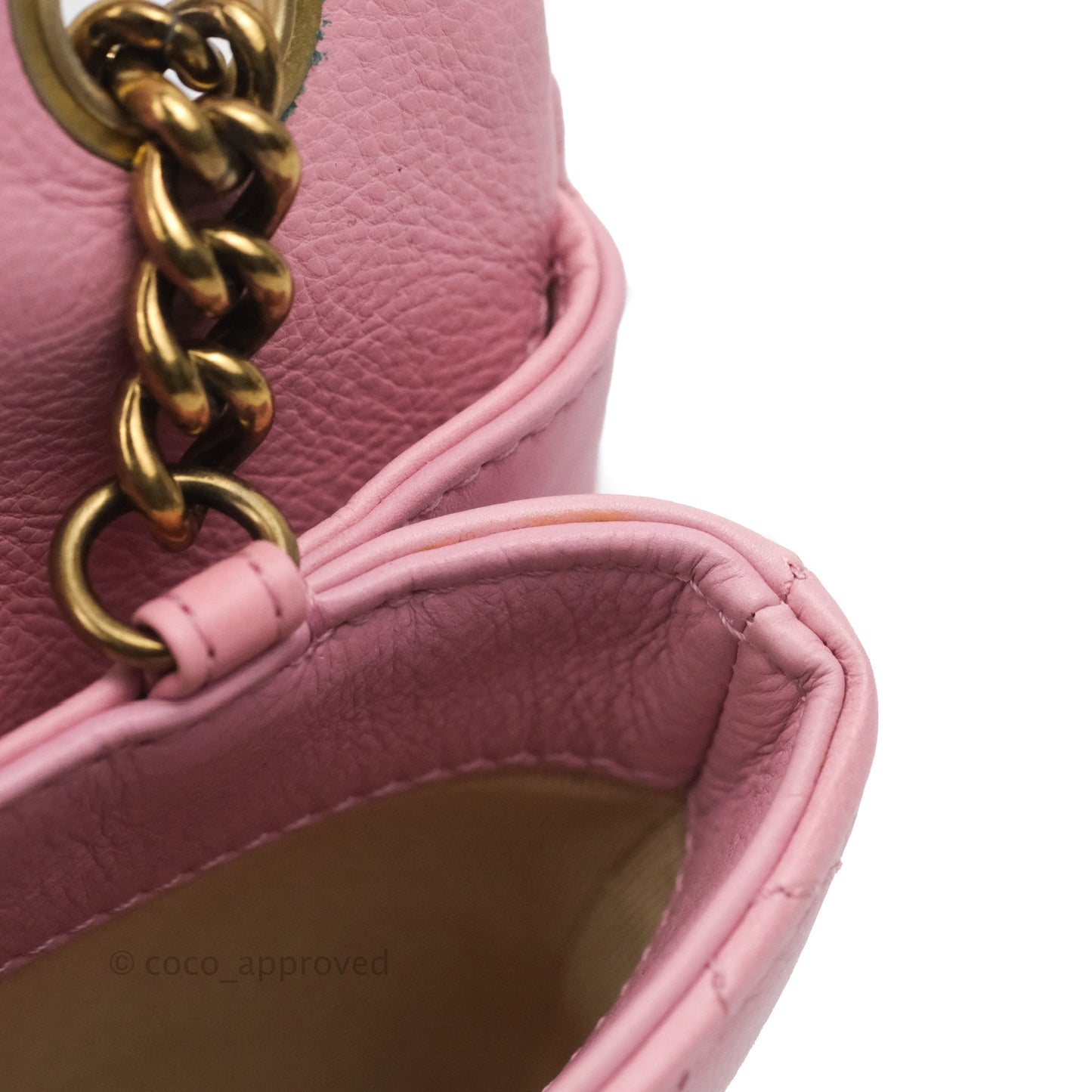 Chanel CC Crown Flap Pink Calfskin Antique Gold Hardware