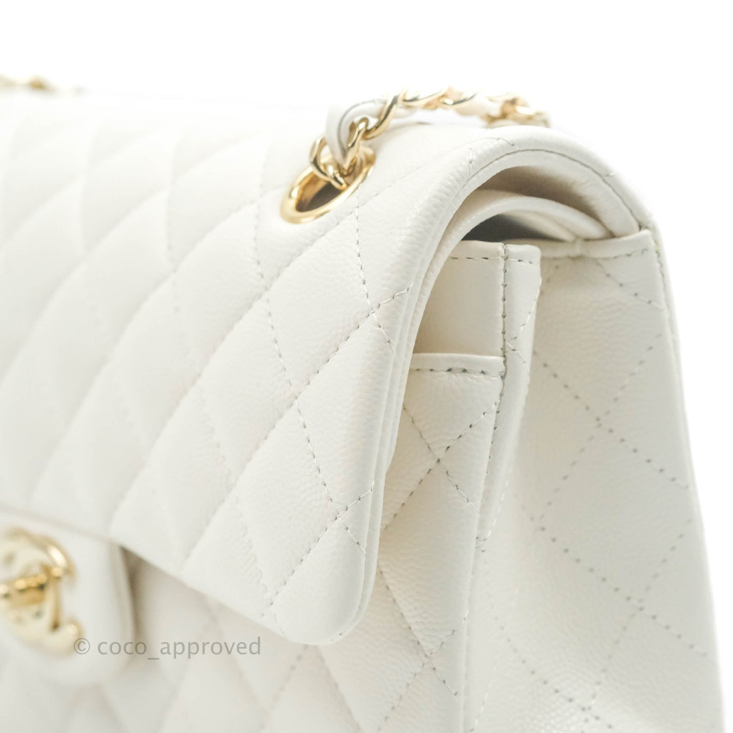 Chanel Classic Small S/M Flap White Caviar Gold Hardware
