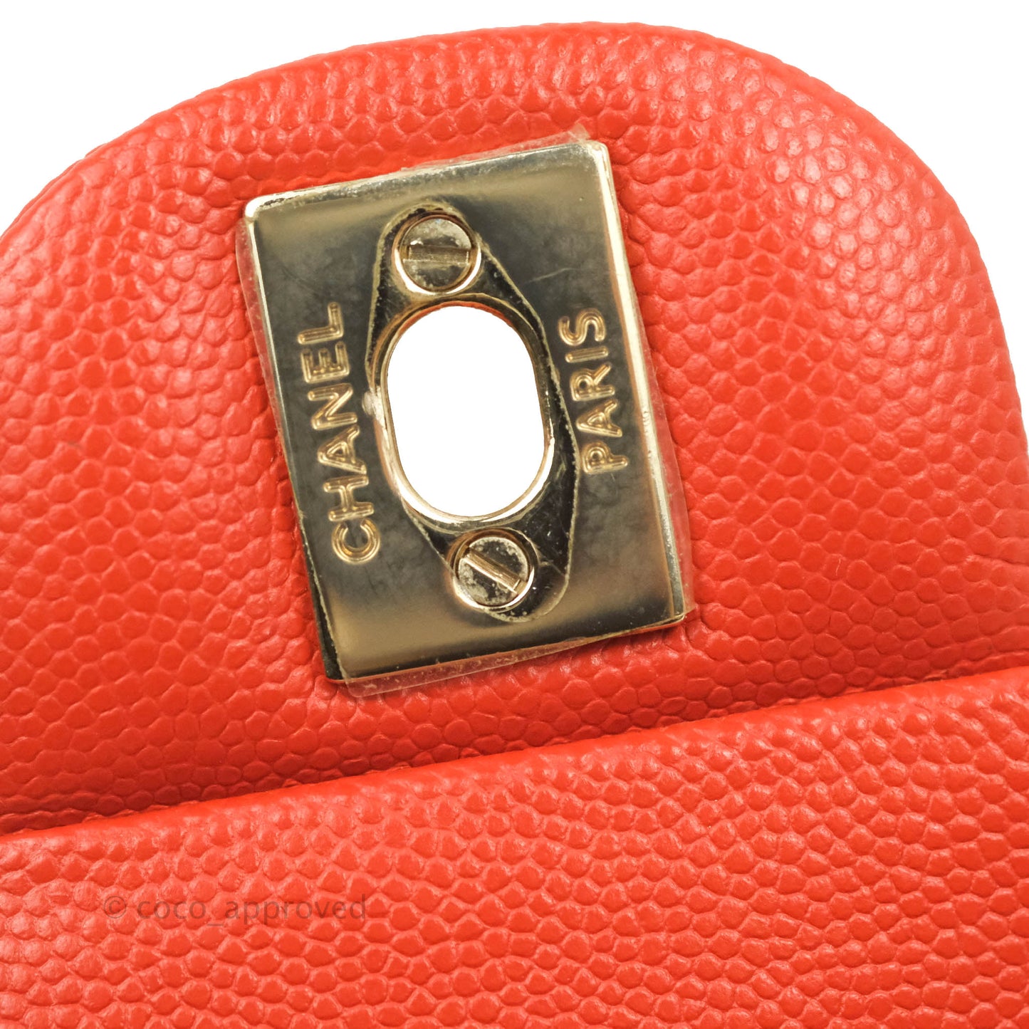 Chanel S/M Small Classic Quilted Flap Orange Caviar Gold Hardware 17B
