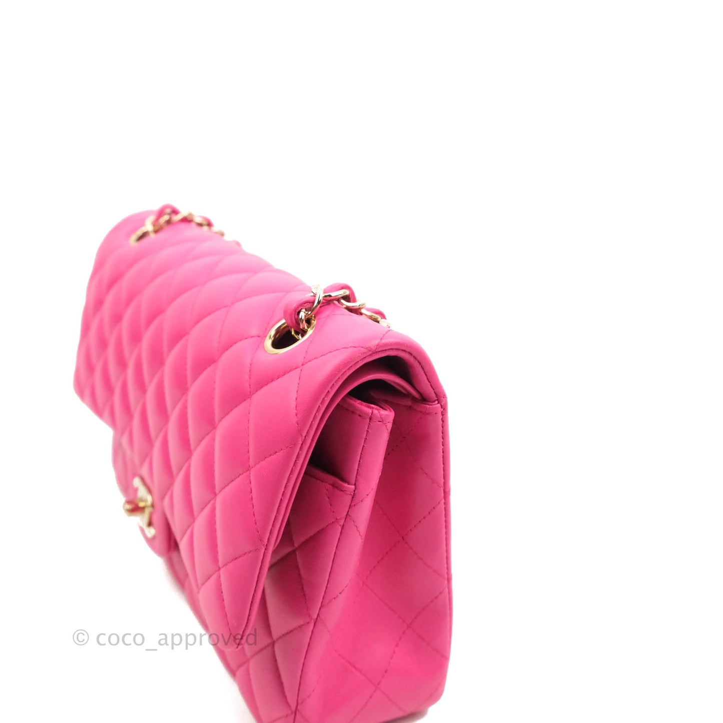 Chanel Classic M/L Medium Flap Quilted Pink Lambskin Gold Hardware