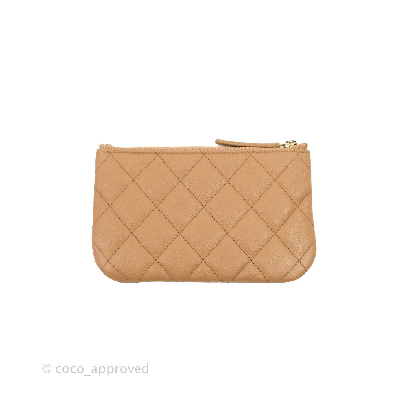 Chanel Quilted Mini O Case Dark Beige Caviar Gold Hardware