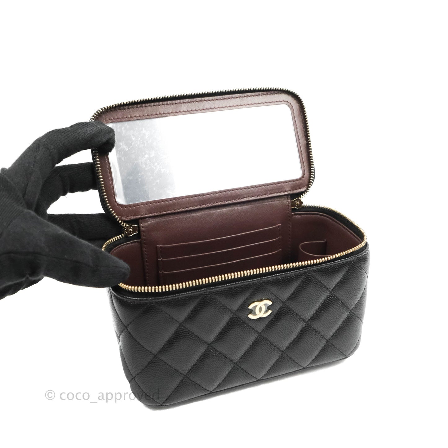 Chanel Vanity with Chain Black Caviar Gold Hardware 22S