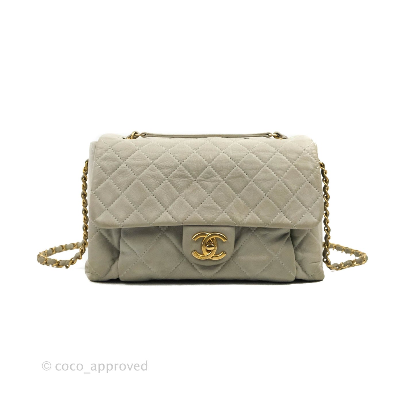 Chanel Iridescent Calfskin Quilted Chic Quilt Flap Grey Gold Hardware