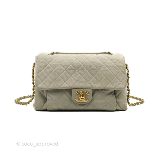 Chanel Iridescent Calfskin Quilted Chic Quilt Flap Grey Gold Hardware