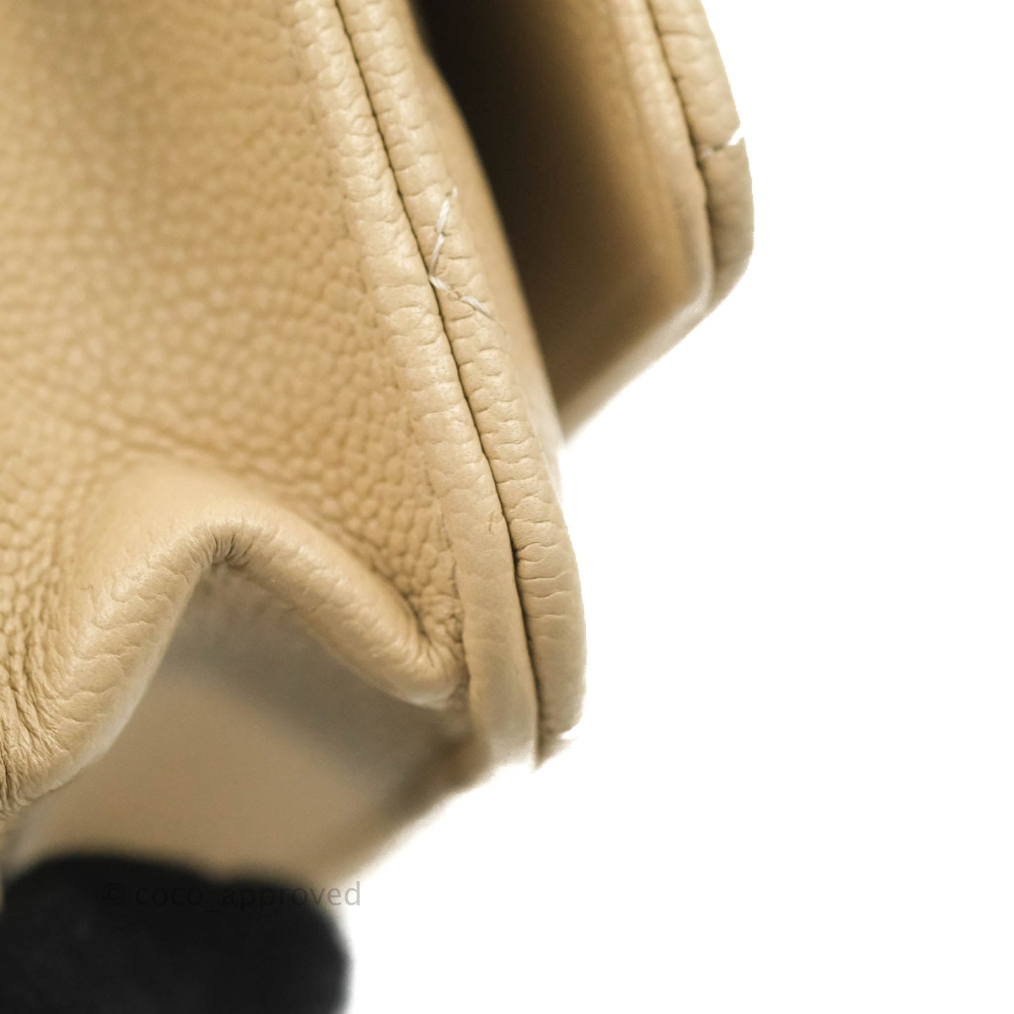 Chanel Quilted Wallet on CC Chain WOC Beige Caviar Gold Hardware